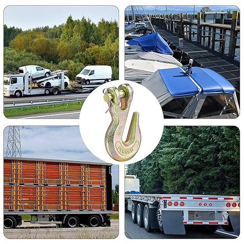 Miniatura 7 de Zonon Paquete de 10 ganchos de cadena de 516 pulgadas, gancho de horquilla de acero forjado de grado 70, ganchos de agarre para cadena de grado 70