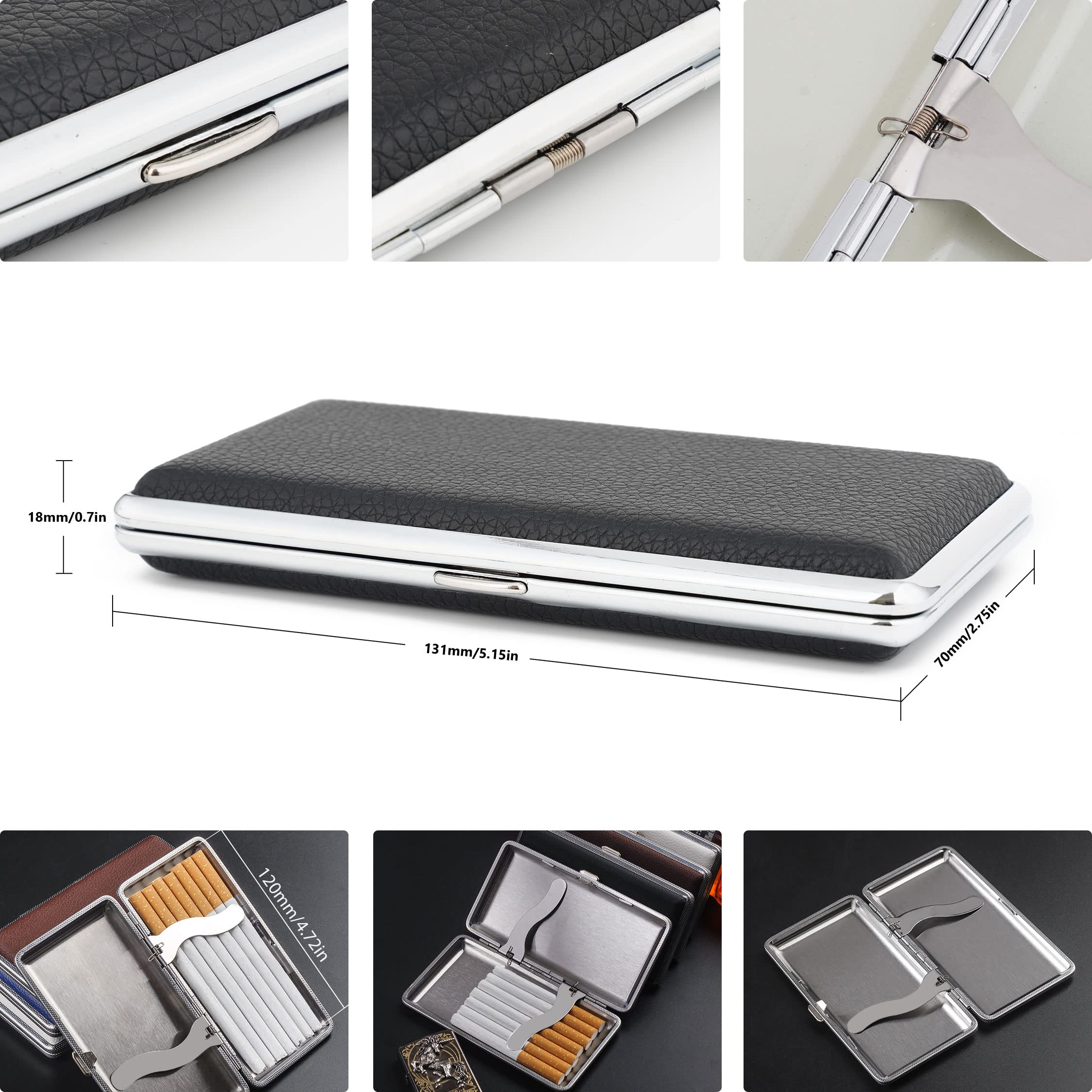 cigarette case for 120mm Amazon.com: Cigarette Box for Women and Men Stylish Leather Surface Metal Cigarette  Case Box Holder for 120's Cigarettes (Brown) : Health & Household