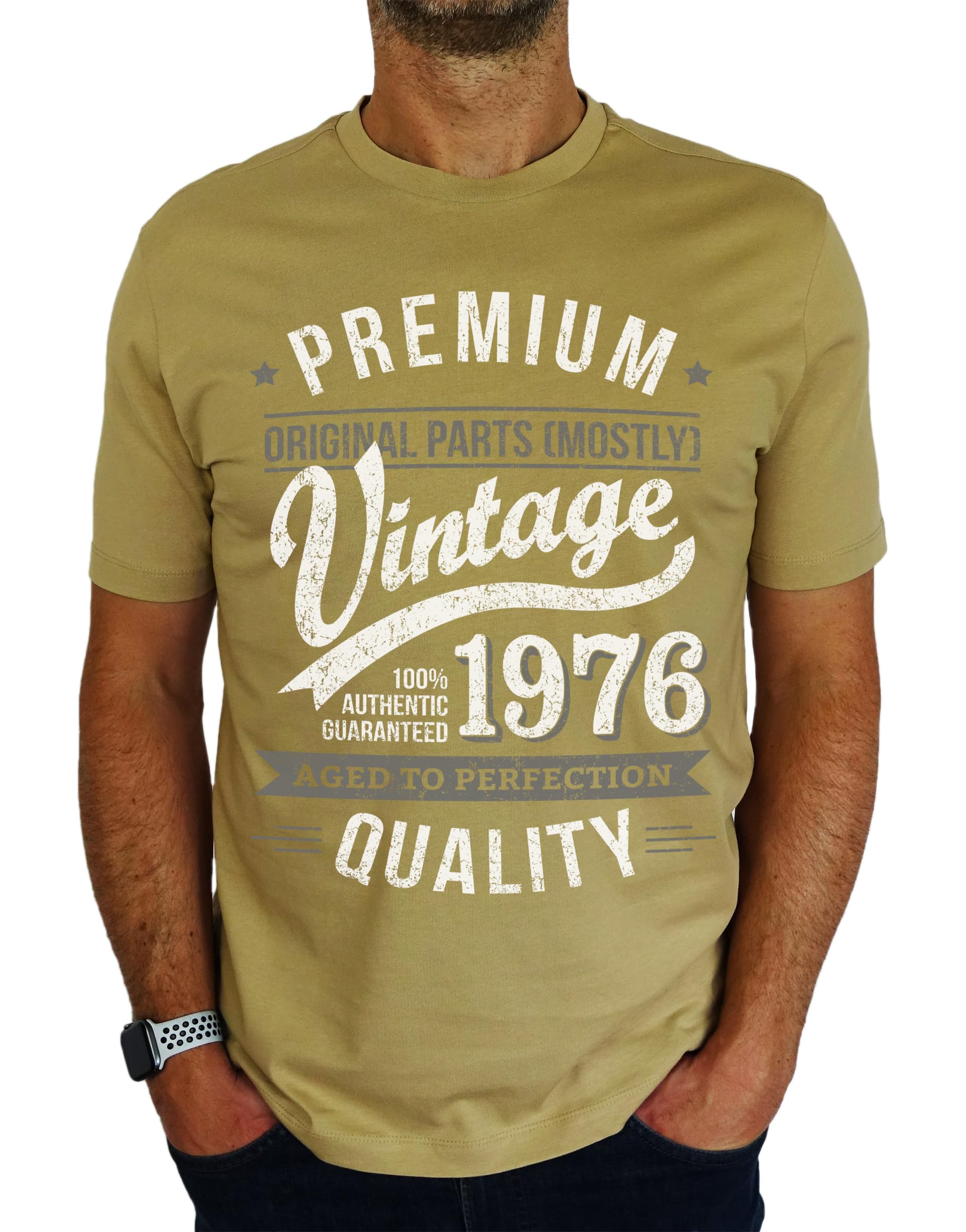 My Generation T-Shirts Men's Desert Sand 1976 Premium Vintage Year - Aged To Perfection - 50Th Birthday Gift | Present T-Shirt 2XL