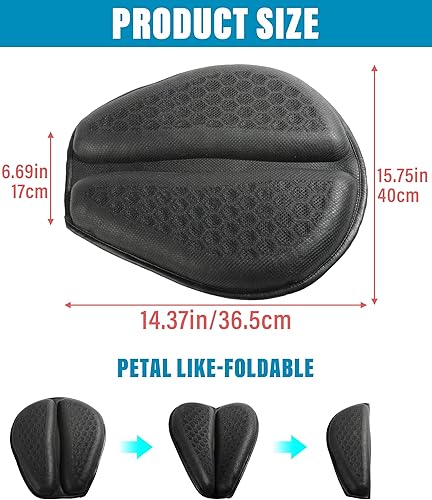 Miniatura 2 de ESEWALAS Cojín universal para asiento de motocicleta, almohadilla de asiento de gel para motocicleta con funda de asiento transpirable de panal 3D
