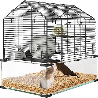 Jaulas grandes para hámster de 3 niveles, jaulas de metal para conejillos de indias con 4 accesorios para jaulas de hámster, hábitat transparente de animales pequeños para roedores, conejillos de