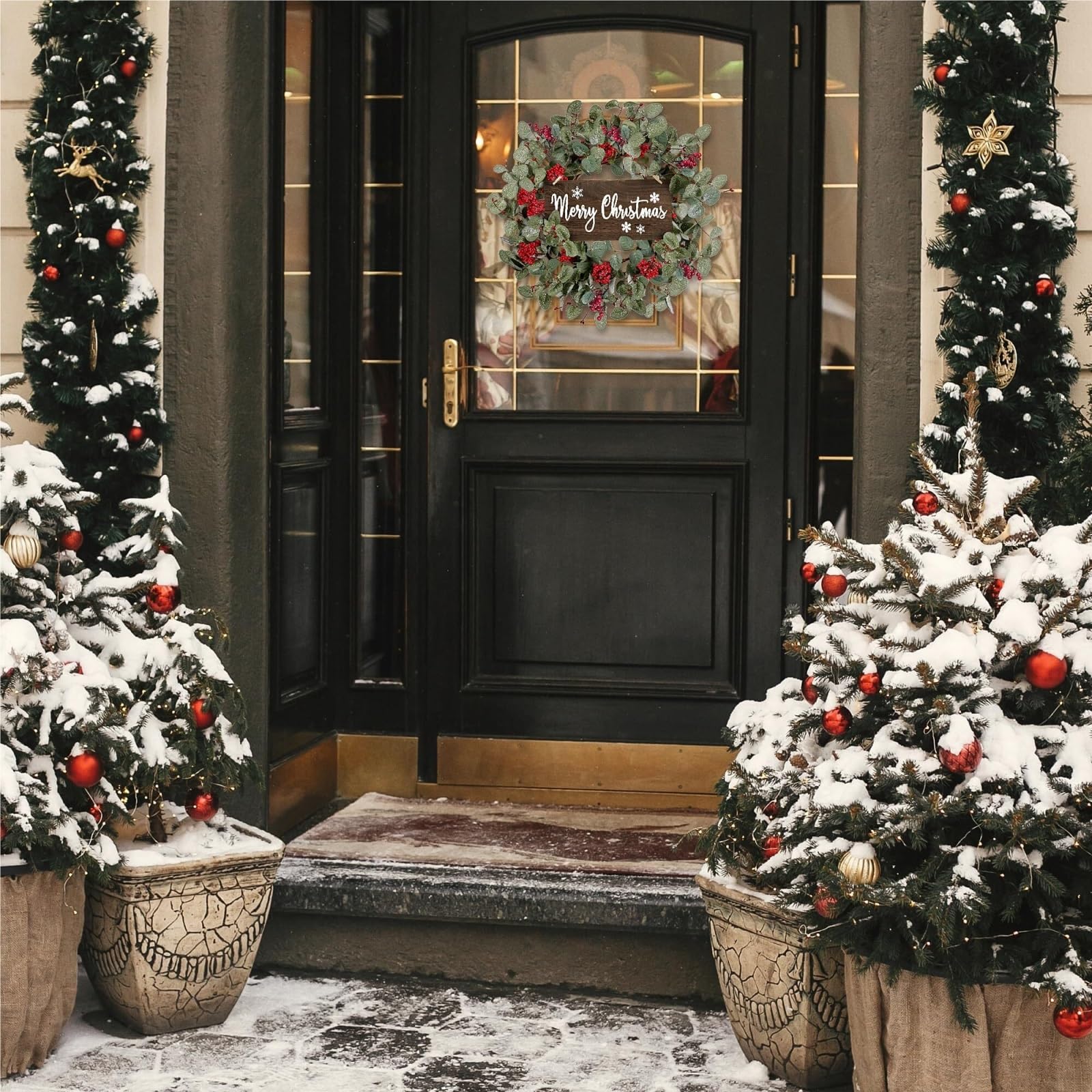 Winterkranz Dekokranz Künstlicher Weihnachtskranz, Winterkranz, Weihnachtsschmuck, Außendekoration Adventskranz Christbaumschmuck