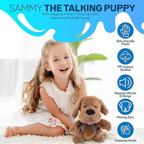 Miniatura 2 de Sammy The Puppy - Juguete interactivo de peluche para niños que cantan y hablan, amigo musical de peluche con patas que aplauden para niños y niñas