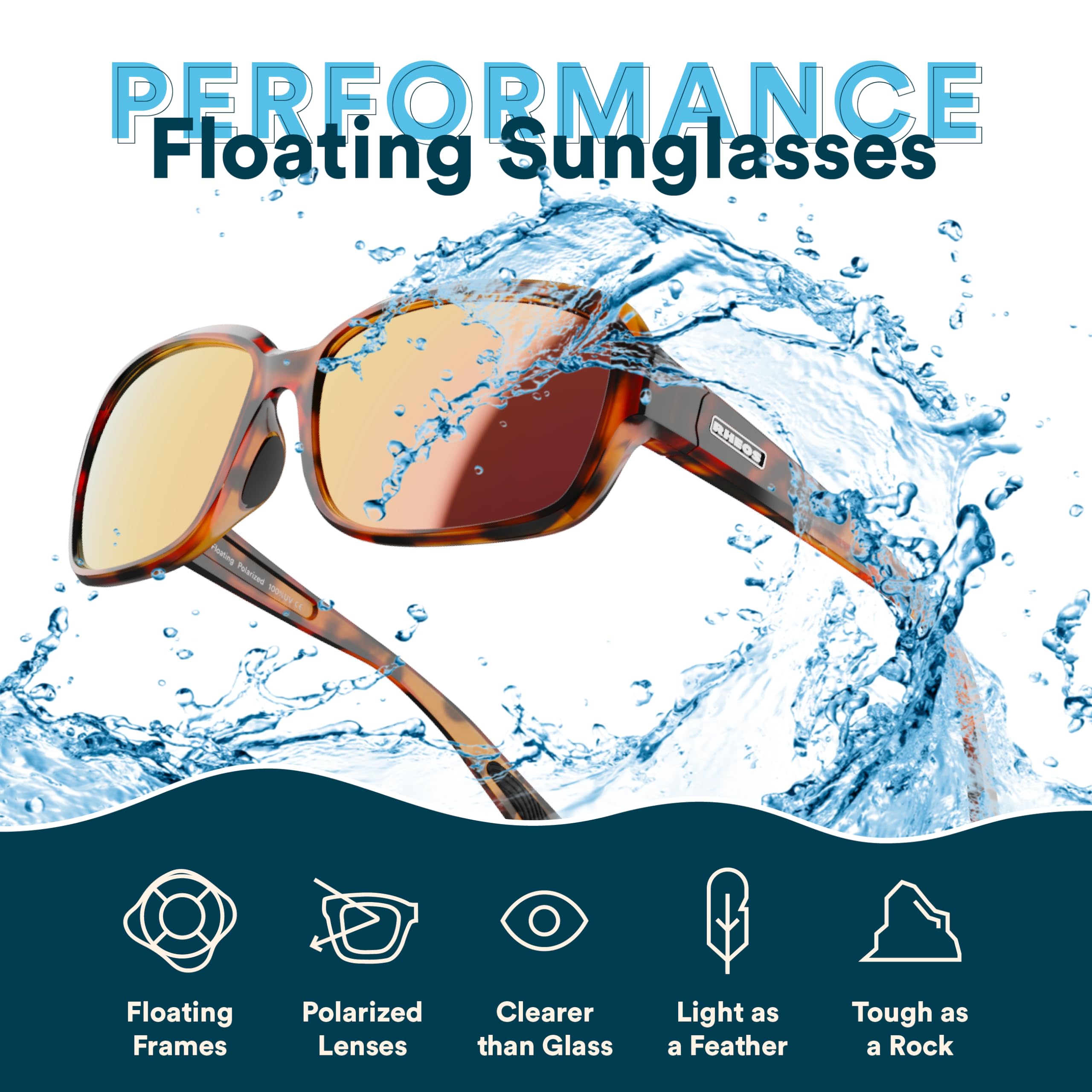 Rheos Amelia - Lentes de sol polarizados flotantes | 100% protección UV | Navegación y pesca | Deportes acuáticos | Antideslumbrante