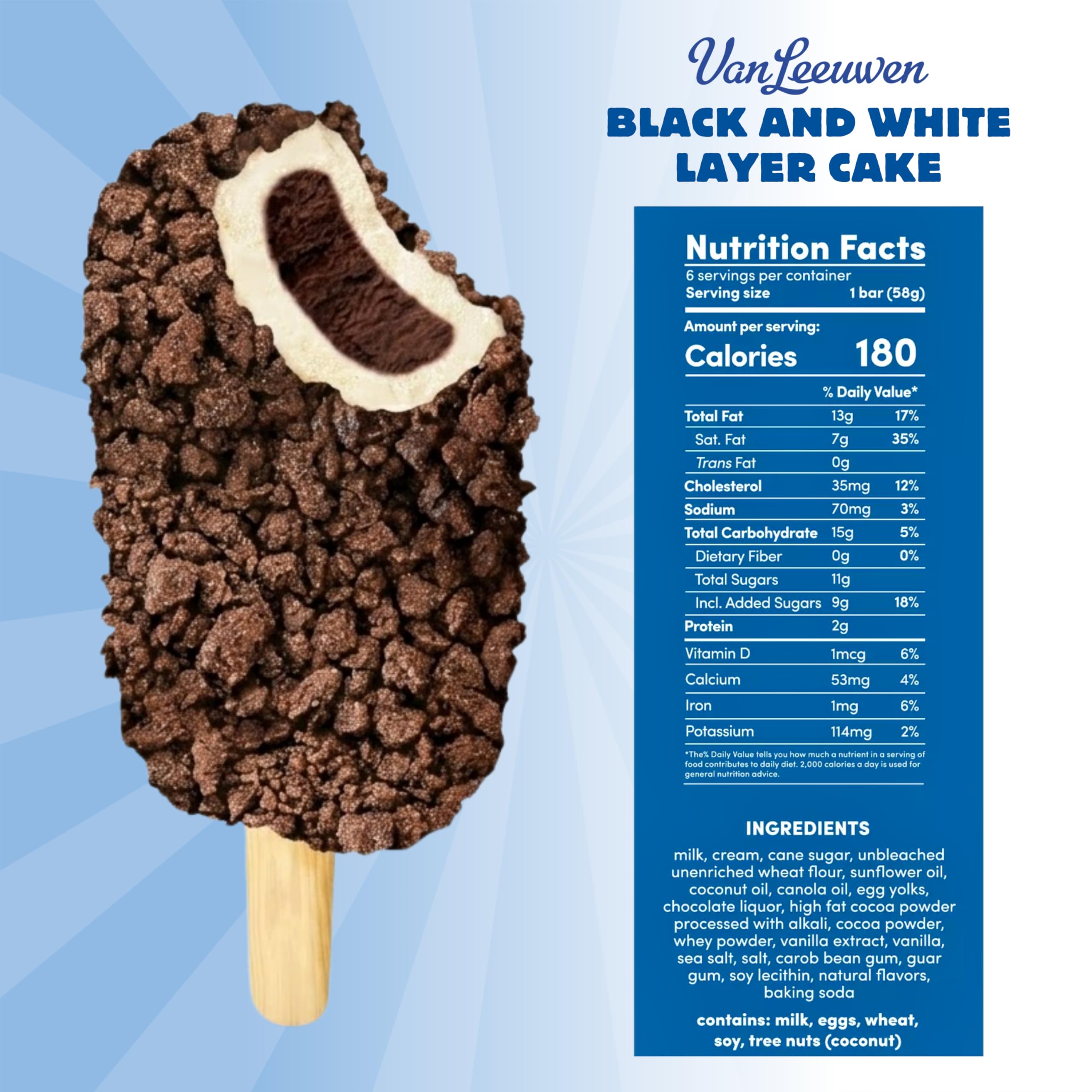 Van Leeuwen Black and White Layer Cake Ice Cream Bars, 6 Count 18
