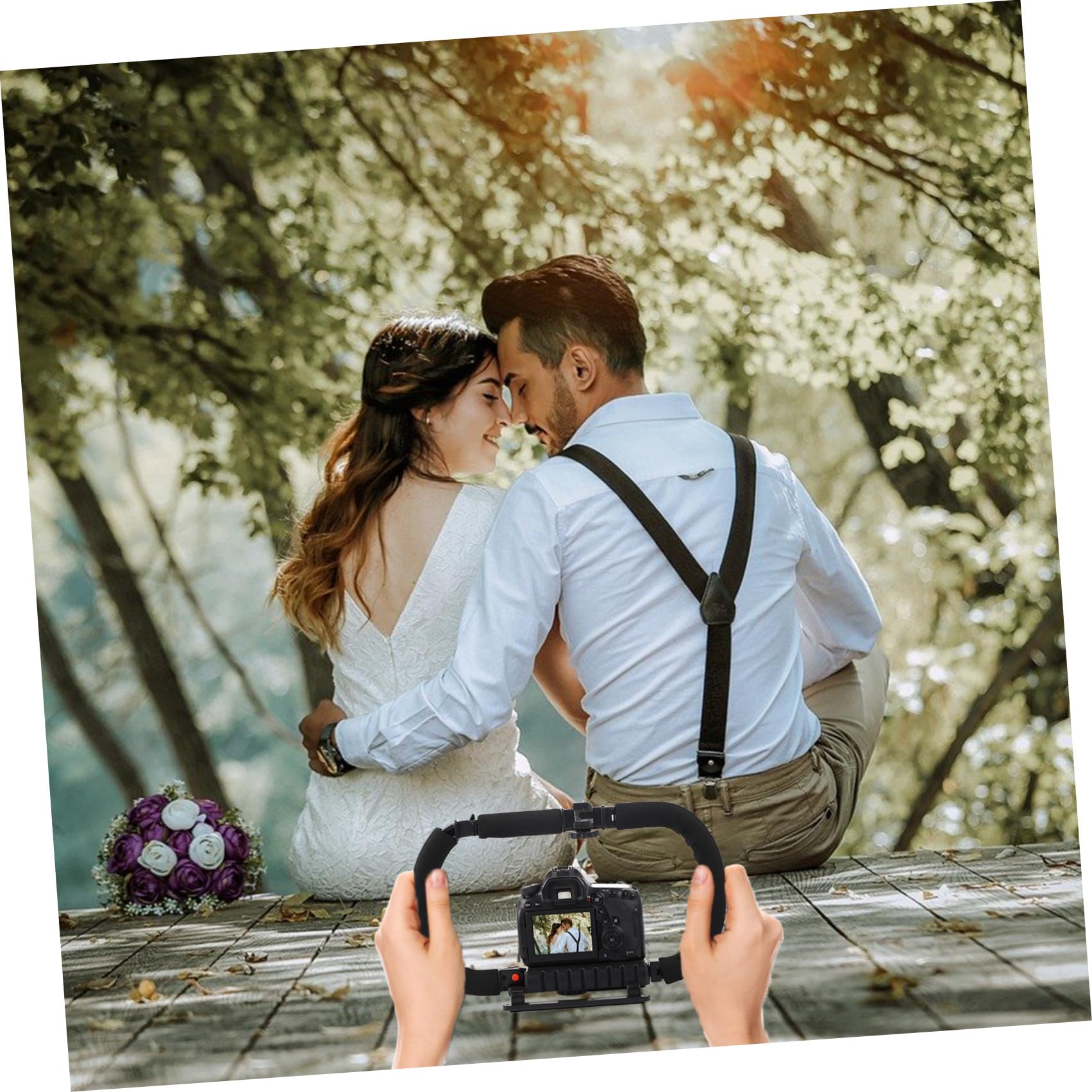 Stabilizzatore Video per Smartphone e Fotocamere Dv Impugnatura in Spugna Antistanchezza e 3 Porte Hot Shoe per Videomaker e Fotografi Professionisti