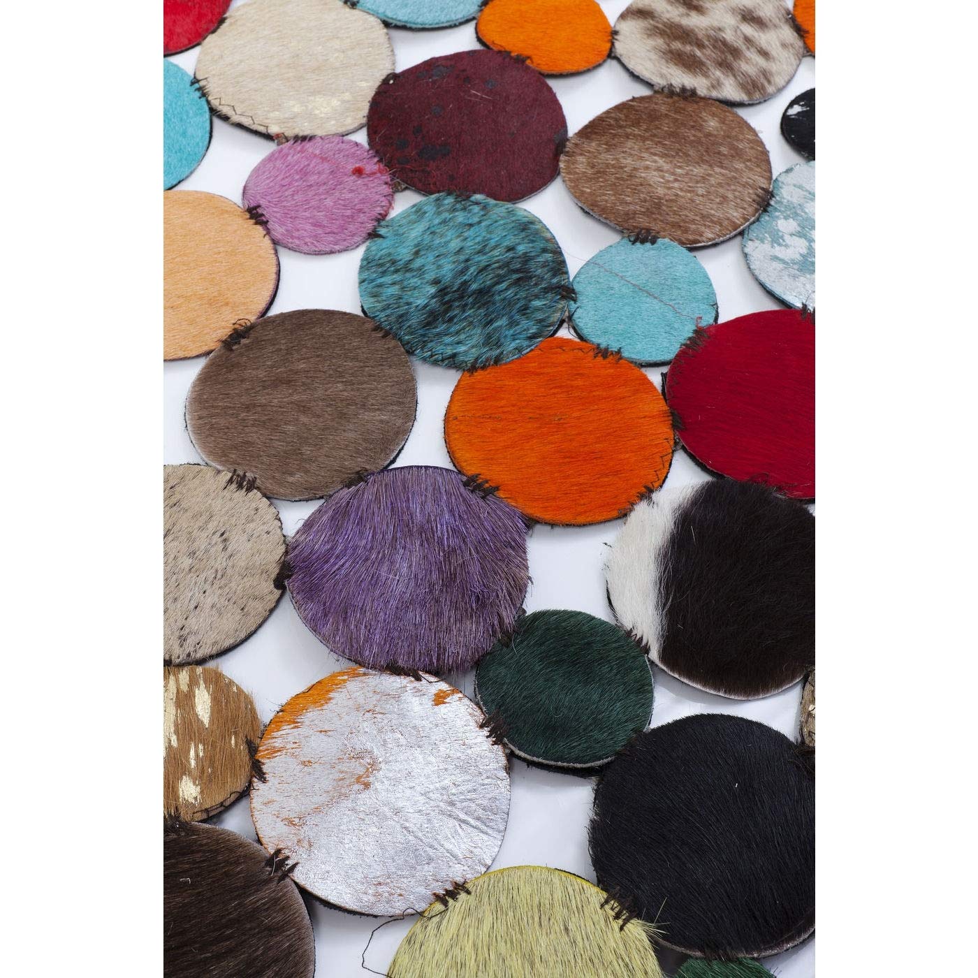 Kare Design Alfombra Circle, multicolor, piel de vaca, hecha a mano, diseño abstracto, 150 cm de diámetro