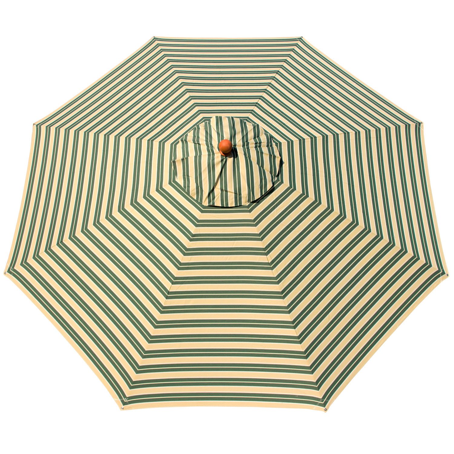 anndora® Sonnenschirm Holz 3 m rund Gartenschirm Marktschirm 300 cm - knickbar per Drehkippmechanismus - mit Winddach - Olefinstoff gestreift Grün Weiß Gelb