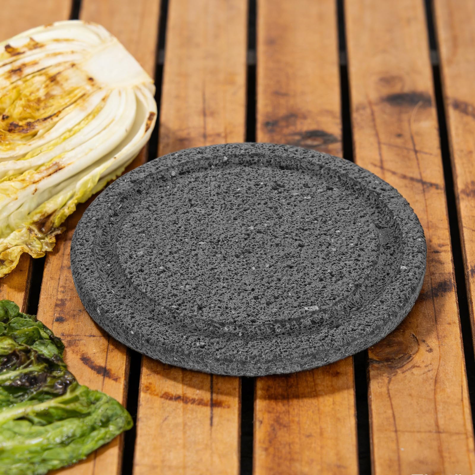 Piastra in Pietra Lavica Naturale per Barbecue Coreano, Sicura e Stabile, Facile da Pulire, per Pesce e Verdure Durante Riunioni Familiari e Picnic