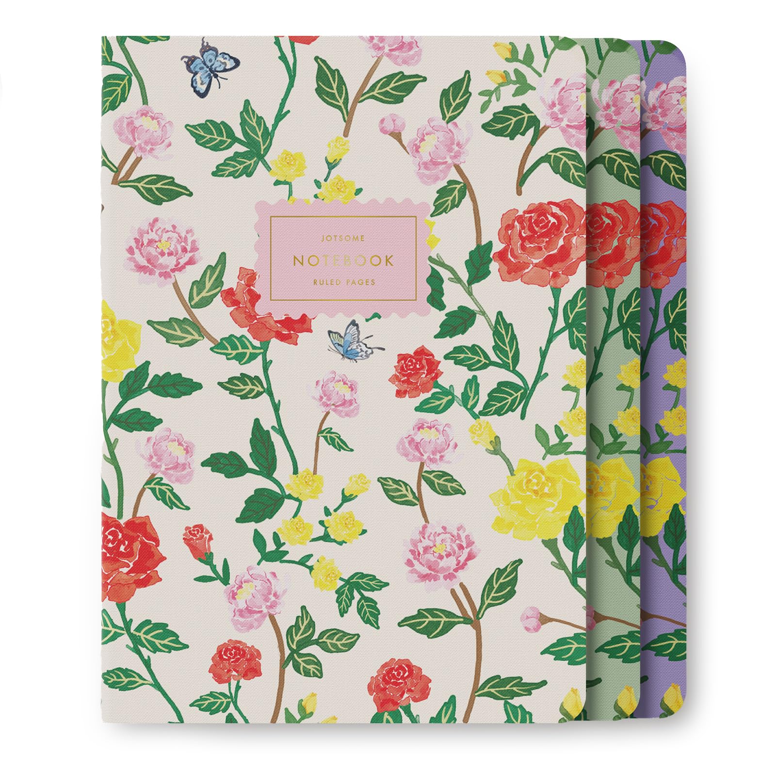 Jotsome Lot de 3 carnets cousus de 15,2 x 21,6 cm, 64 pages larges lignées, carnet esthétique pour l'école, le journal, l'écriture, les voyages et le planificateur, cadeau pour les vacances ou Noël