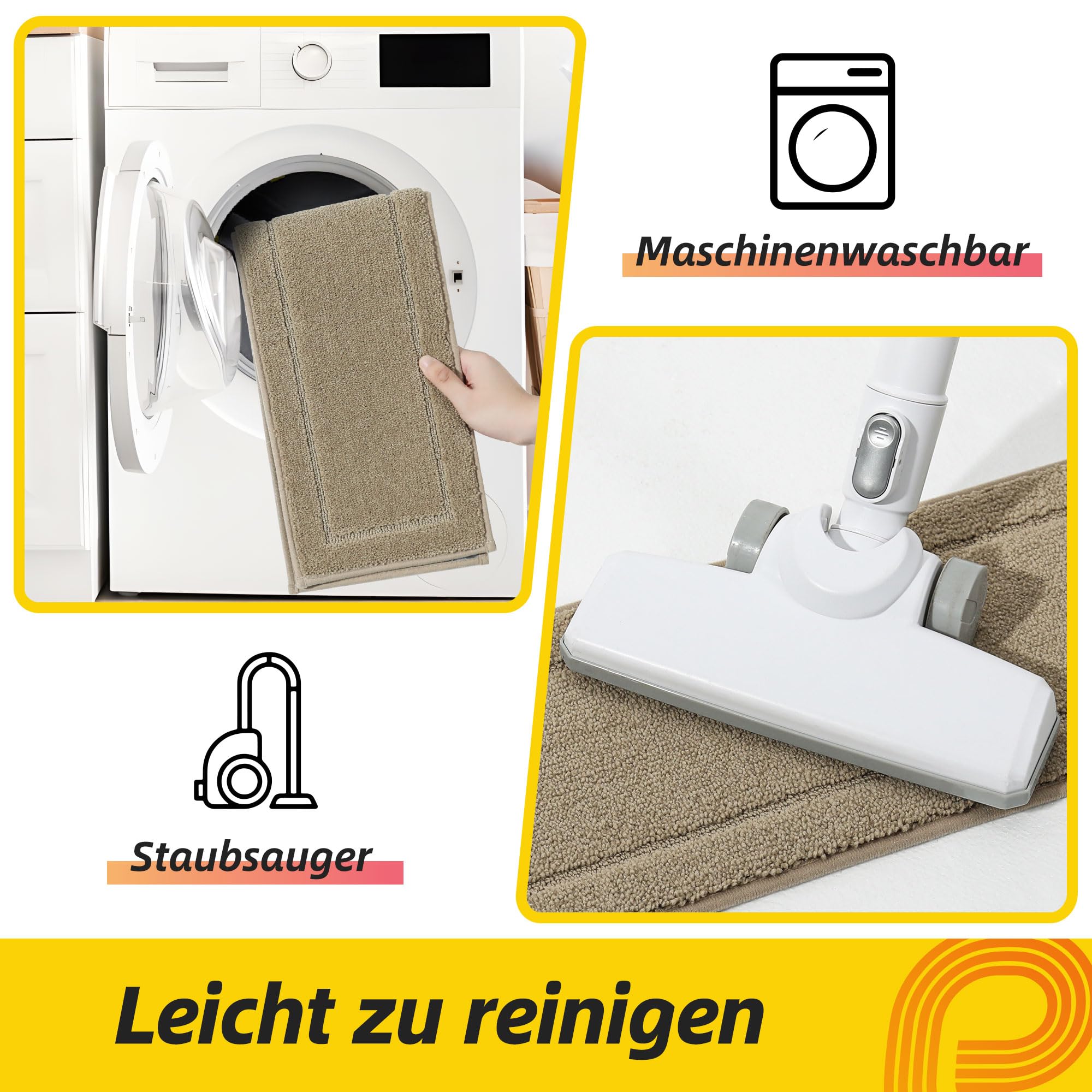 JSEI Stufenmatten Innen rutschfest 15 Stück, 20,3 x 76,2 cm Maschinenwaschbare Treppenteppich Selbstklebend Stufenteppich für Kinder, Älteste und Haustiere, 100% Polyester TPE -Rücken, Beige