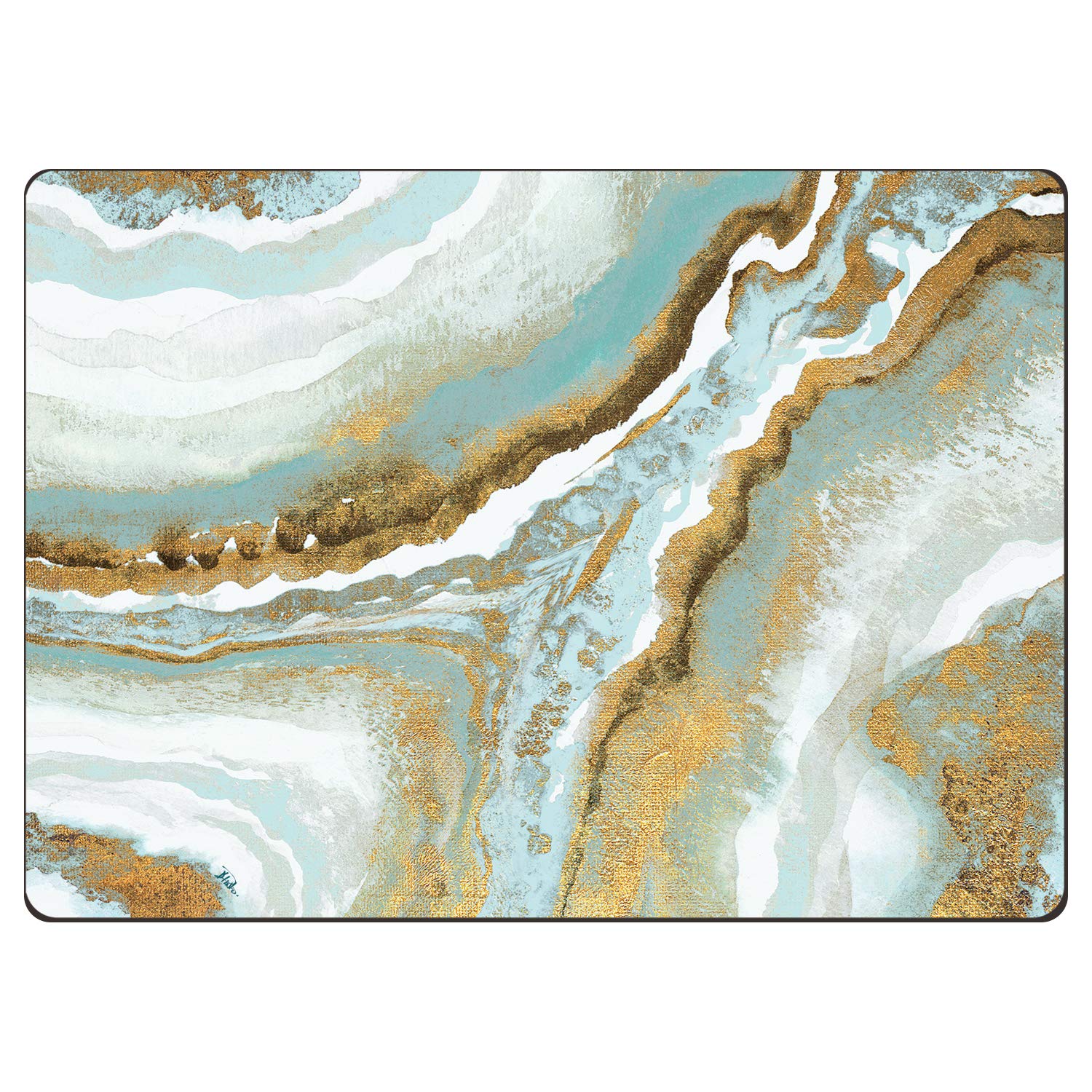 Cala Home 4 Premium Hardboard Placemats Table Mats, Teal Agate