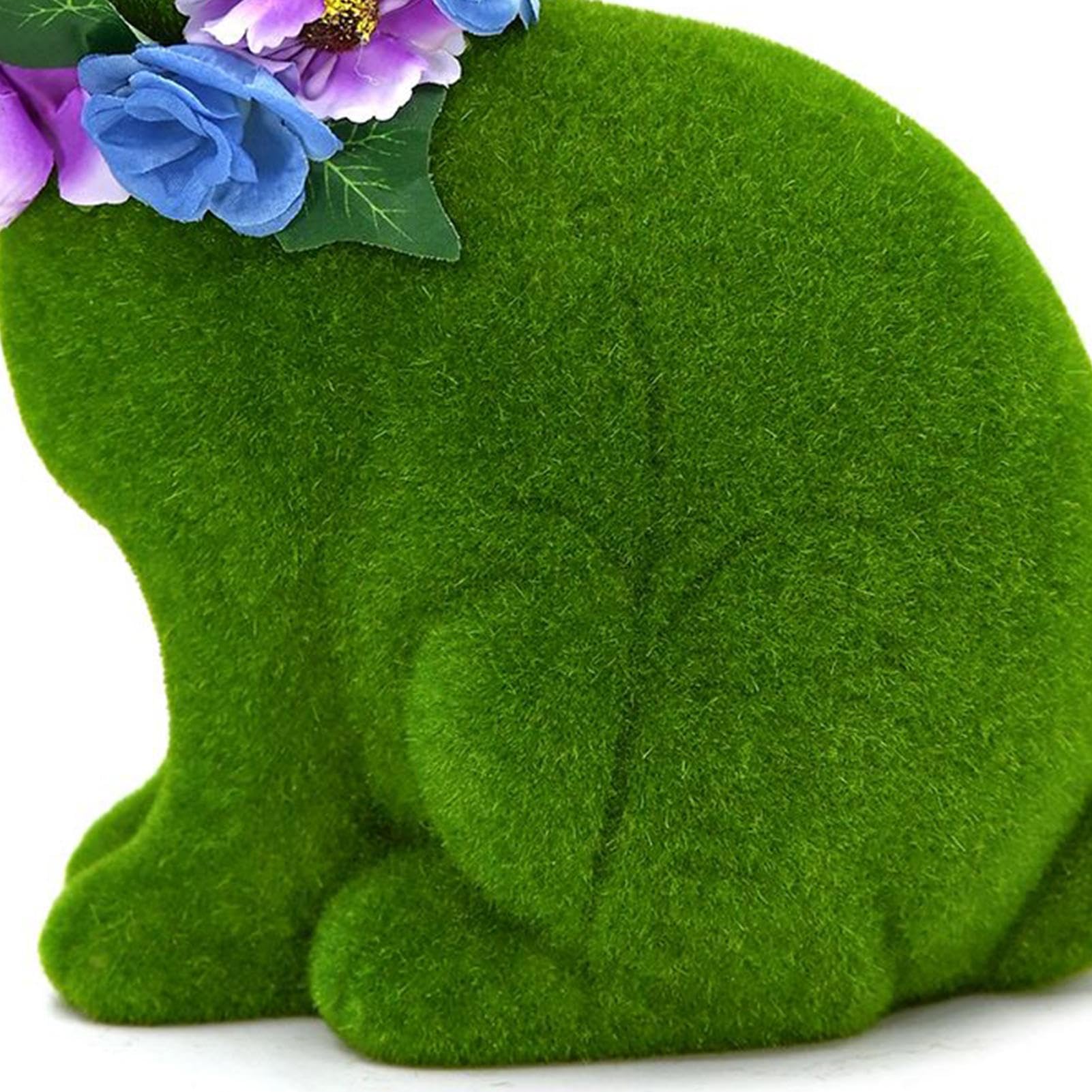 Statua da Giardino a Forma di Coniglio con Ghirlanda di Fiori in Resina | Posavasos para Hacer Cócteles Portátil per Prato Ingresso Tavolo Angolo Interno Ufficio Scrivania
