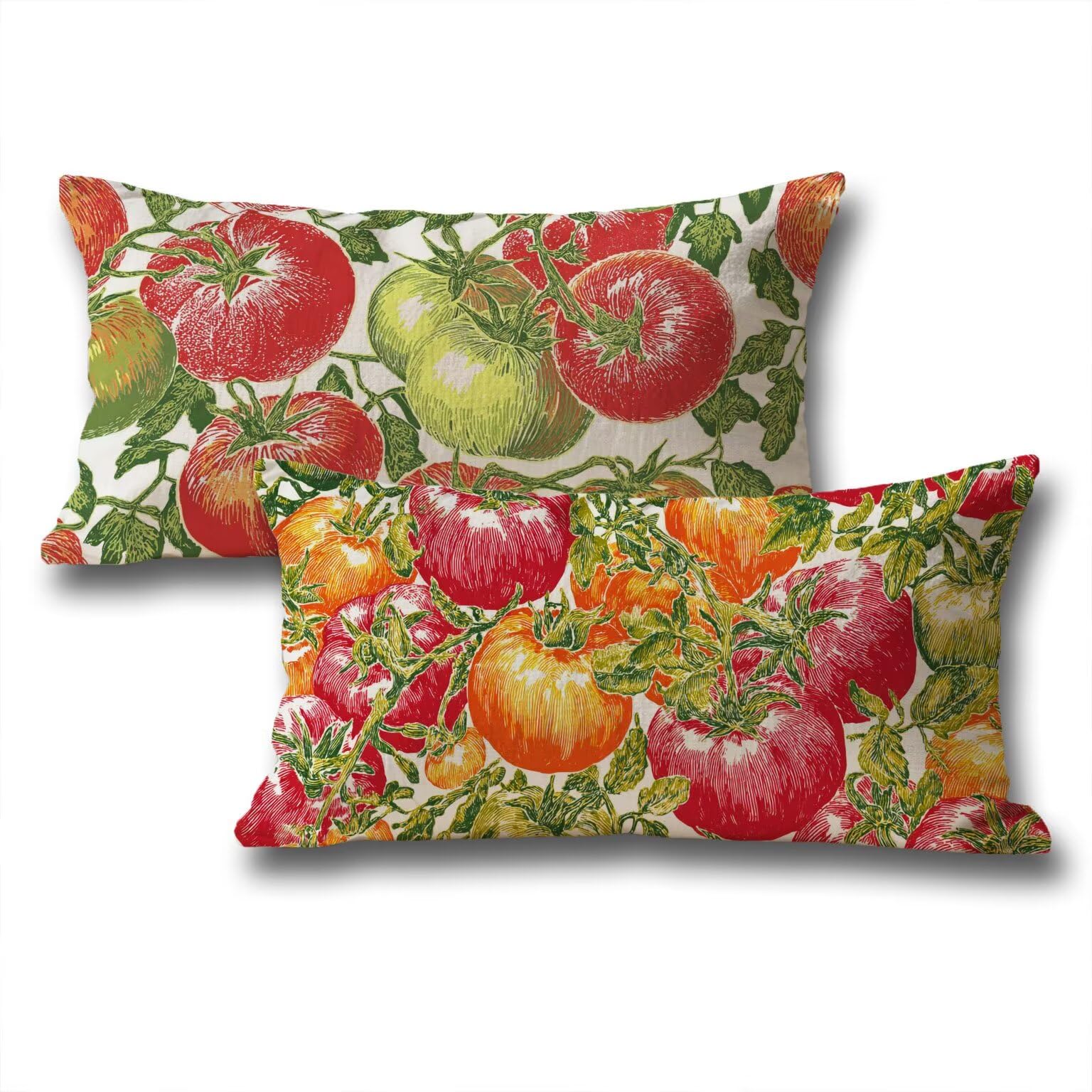 Coussin canape automne housse 50x90 double face en lin couleur tomate