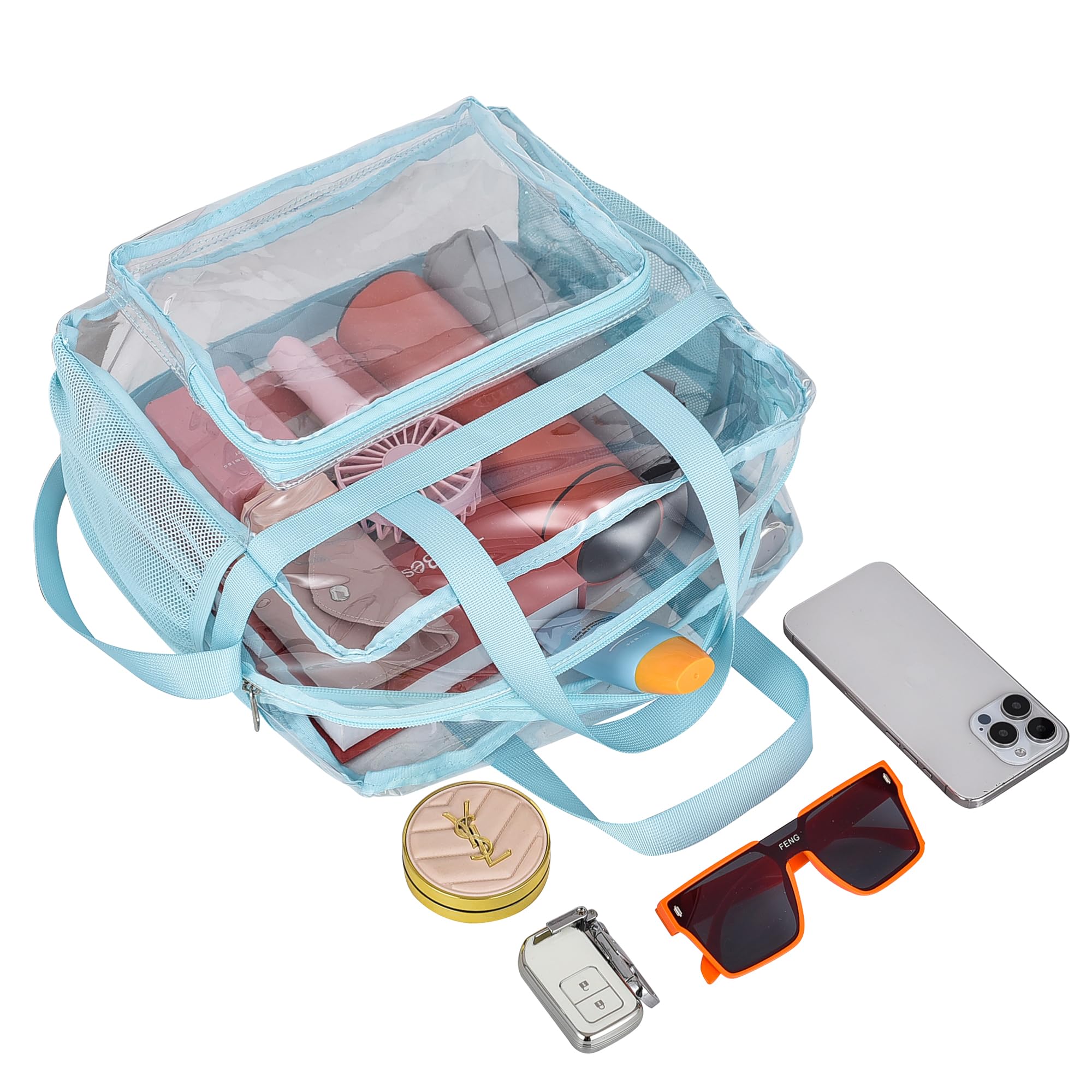 Oraben Clear Bag Stadium Approved 12x6x12 Clear Tote Bag with Removable Strap Clear Lunch Bag for Work Sports Festival