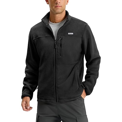Pudolla Men's Polar Fleece Jacket Warm Full Zip Outdoor Hiking Jackets Soft Lightweight Coat for Men with Zipper Pockets