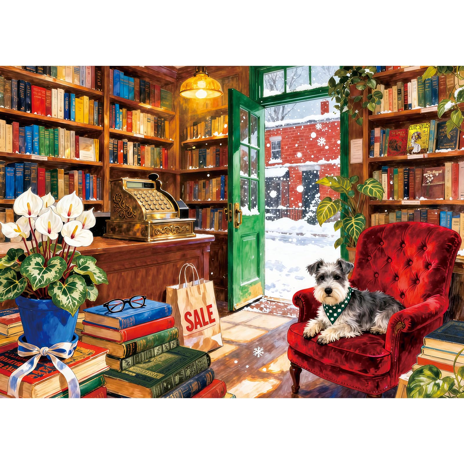 HUADADA 500 Piece Jigsaw Puzzles for Adults-Jigsaw Puzzle Family Decoration- Jigsaws for Adults Gift-Warm Bookstore(No partitioned areas on the back) — image 1