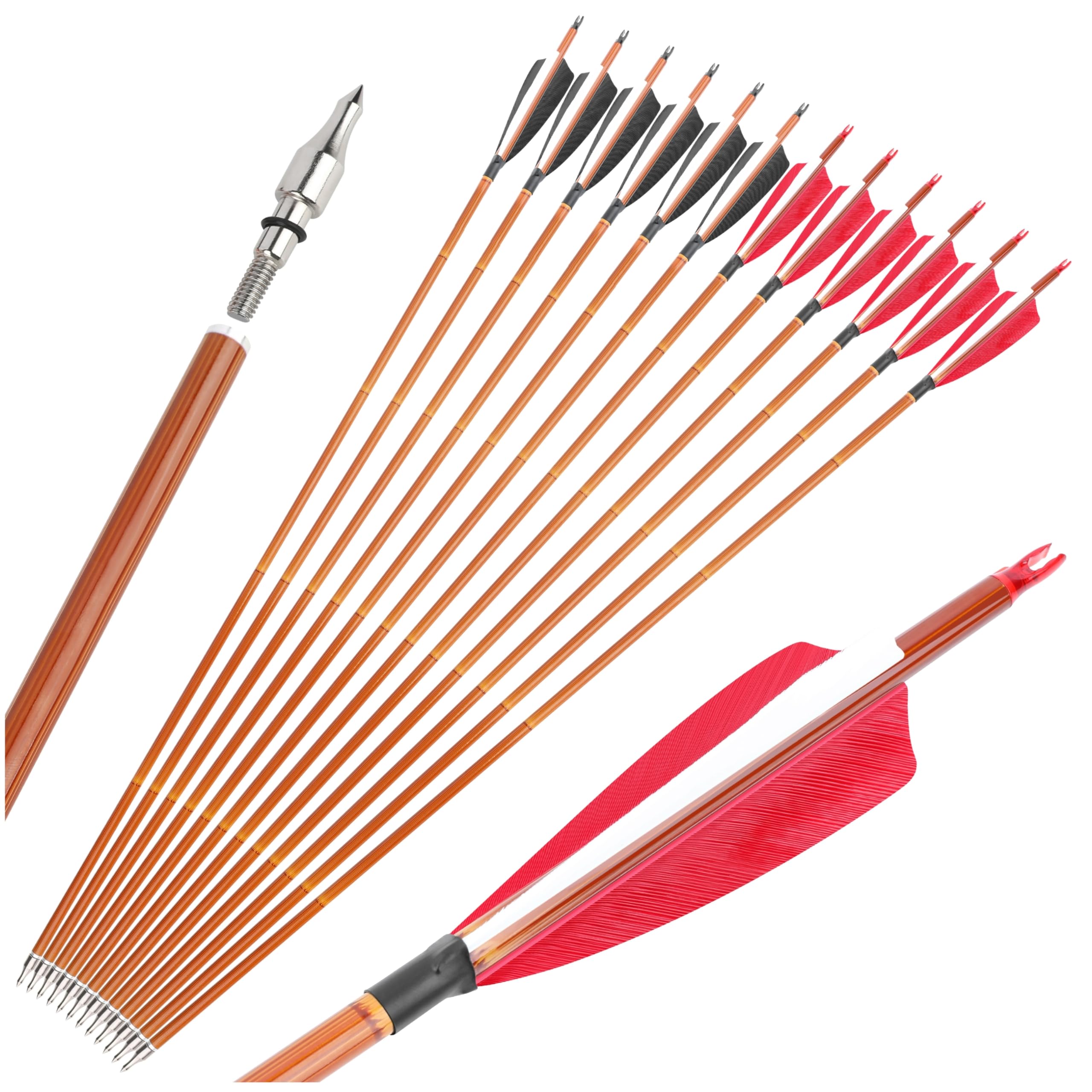 12 Flechas de Tiro con Arco Flecha híbrida Profesional de Carbono con Pluma Natural de 4 Pulgadas SP500 Ideal para competiciones y Entrenamientos competitivos en Interiores y Exteriores — view 6