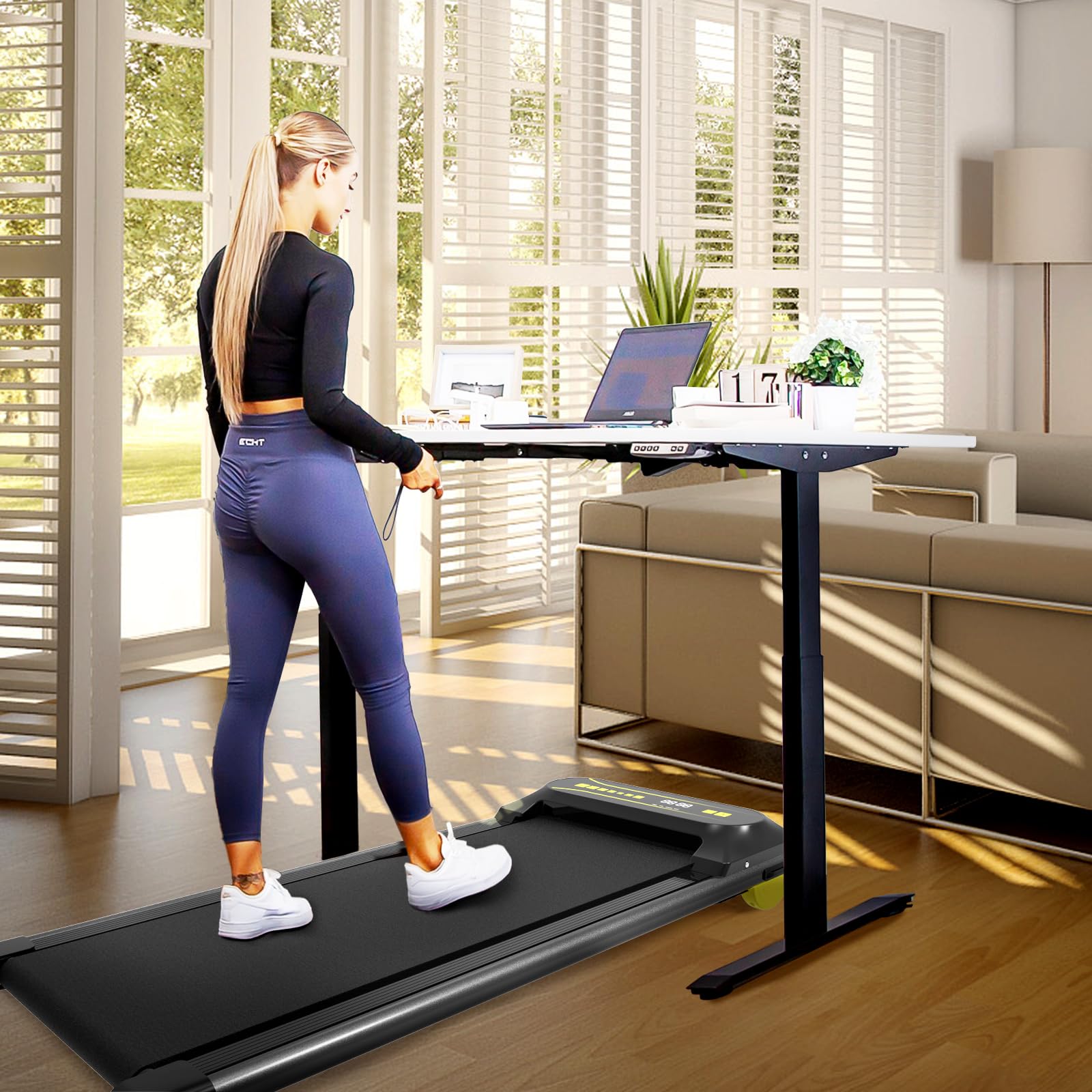 Under Desk Treadmill for Home Walking Pad Machine with LED Display and 12 Preset Programs Portable Treadmill Jogging Machine for Office Small Space by FANOFUN