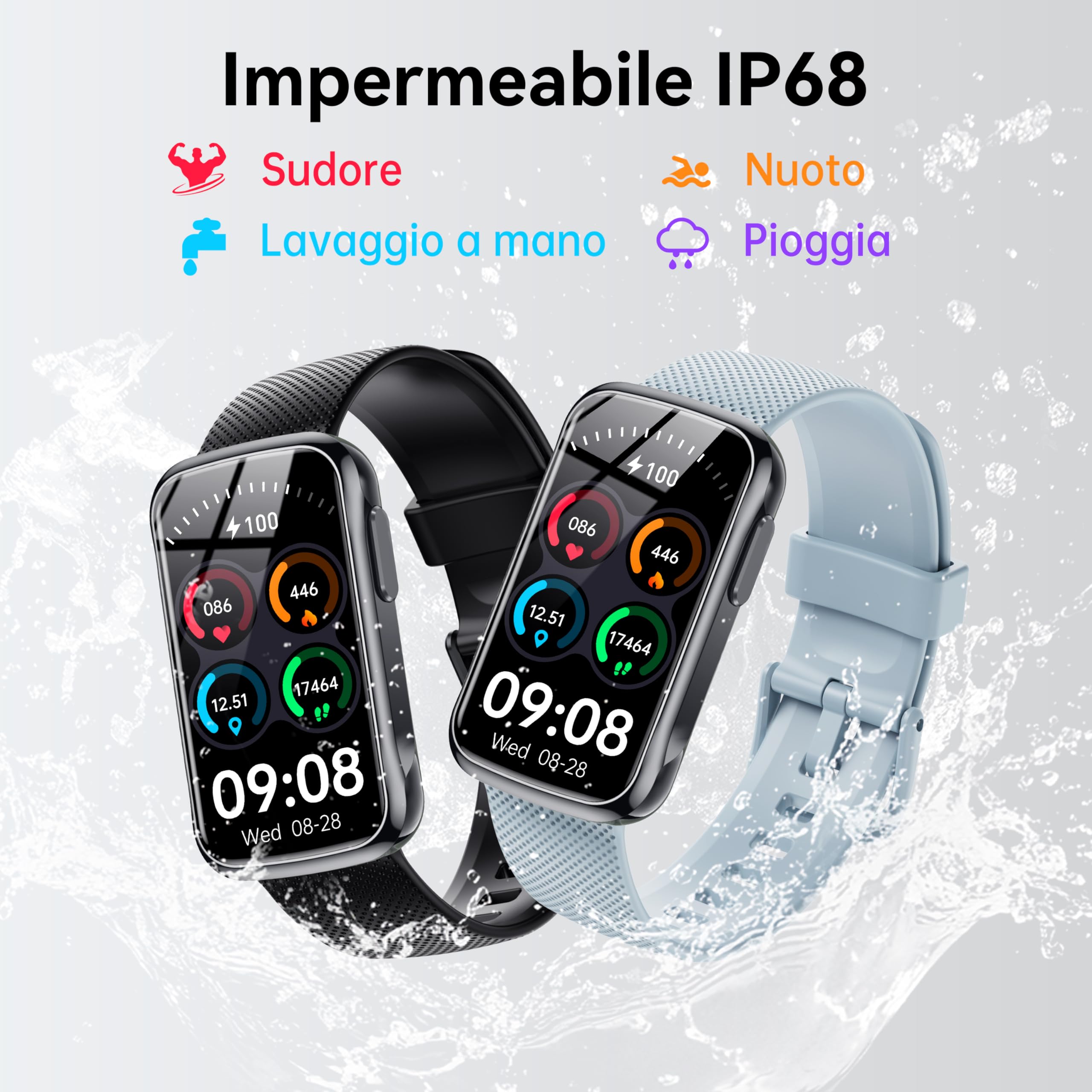 OUKITEL Orologio Smartwatch Donna Uomo con 2 Cinturini, Intelligente 24+ Modalità Sportive, Fitness Tracker con Sonno/SpO2/24H Cardiofrequenzimetro, Impermeabile IP68 Smart Band Watch per Android iOS