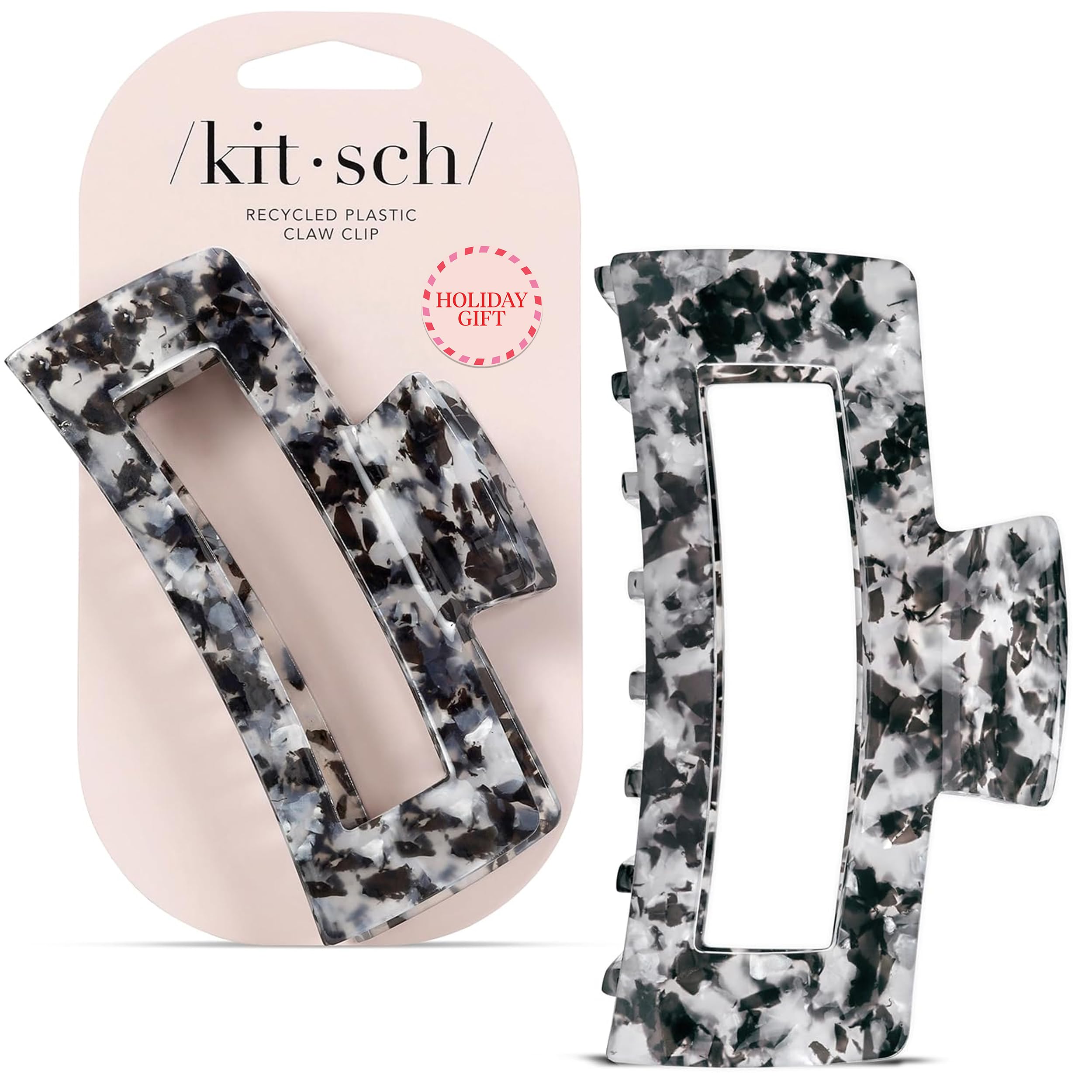 Kitsch Jumbo Hair Clip for Women – Recycled Plastic Hair Claw Clip | All-Day Strong Hold, Durable Non-Slip Grip for Thick & Thin Hair | Ideal Gifts for Women and Stocking Stuffers - Black, 1pc