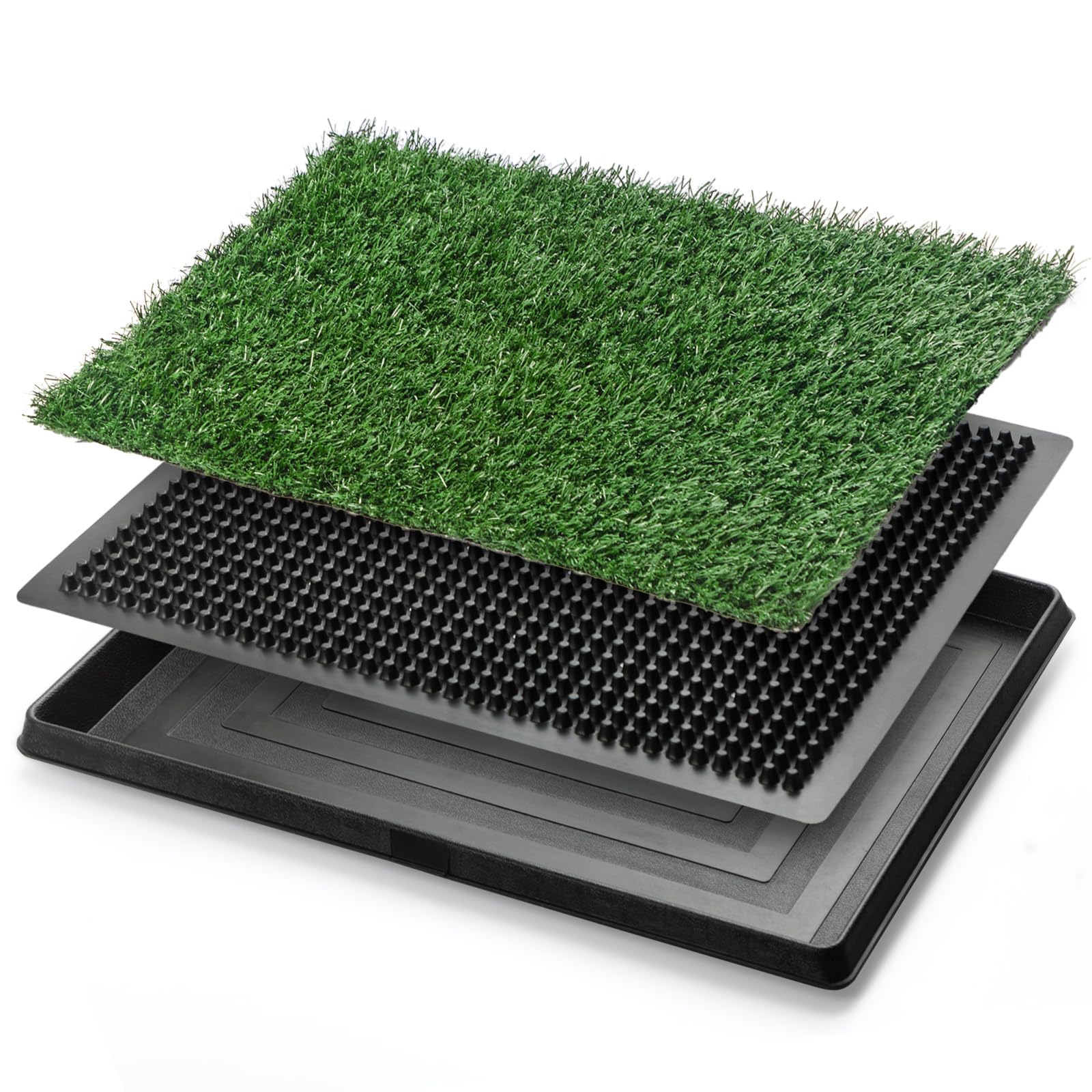 Dog Toilet Tray with Artificial Grass and Washable Pee Pad, 63.5 x 51 cm Dog Grass Patch, Pet Potty with Indoor/Outdoor Loo Puppy Toilet Training