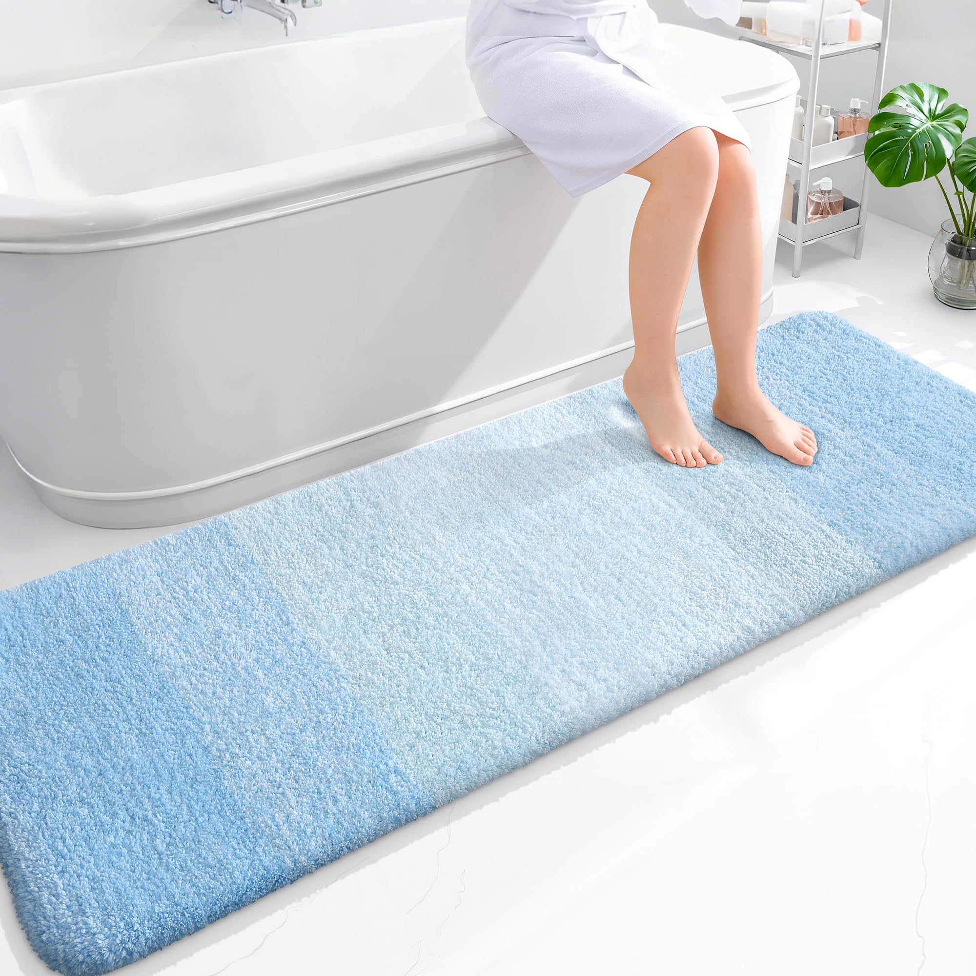 OLANLY Bathroom Runner Rug 70x24, Extra Soft Absorbent Microfiber Bath Rugs