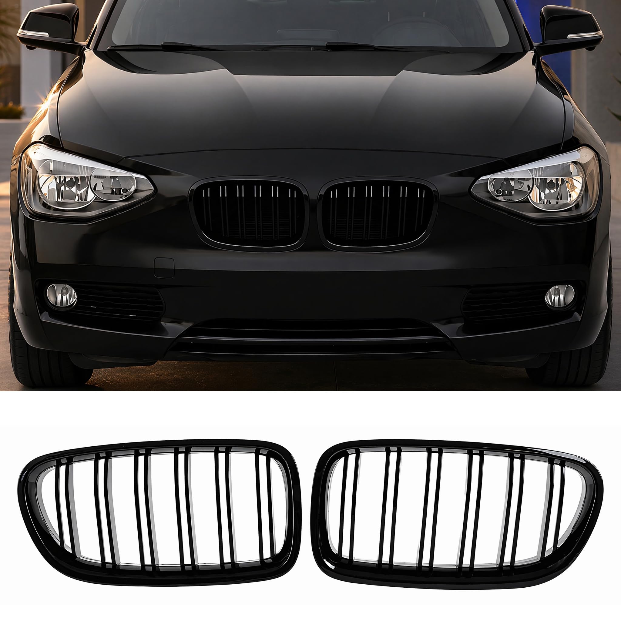 F20 F21 Calandre Noir Brillant pour BMW Série 1 (2011-2014), Convient Parfaitement pour Serie 1 F20 F21 (For 1er F20 2011-2014)