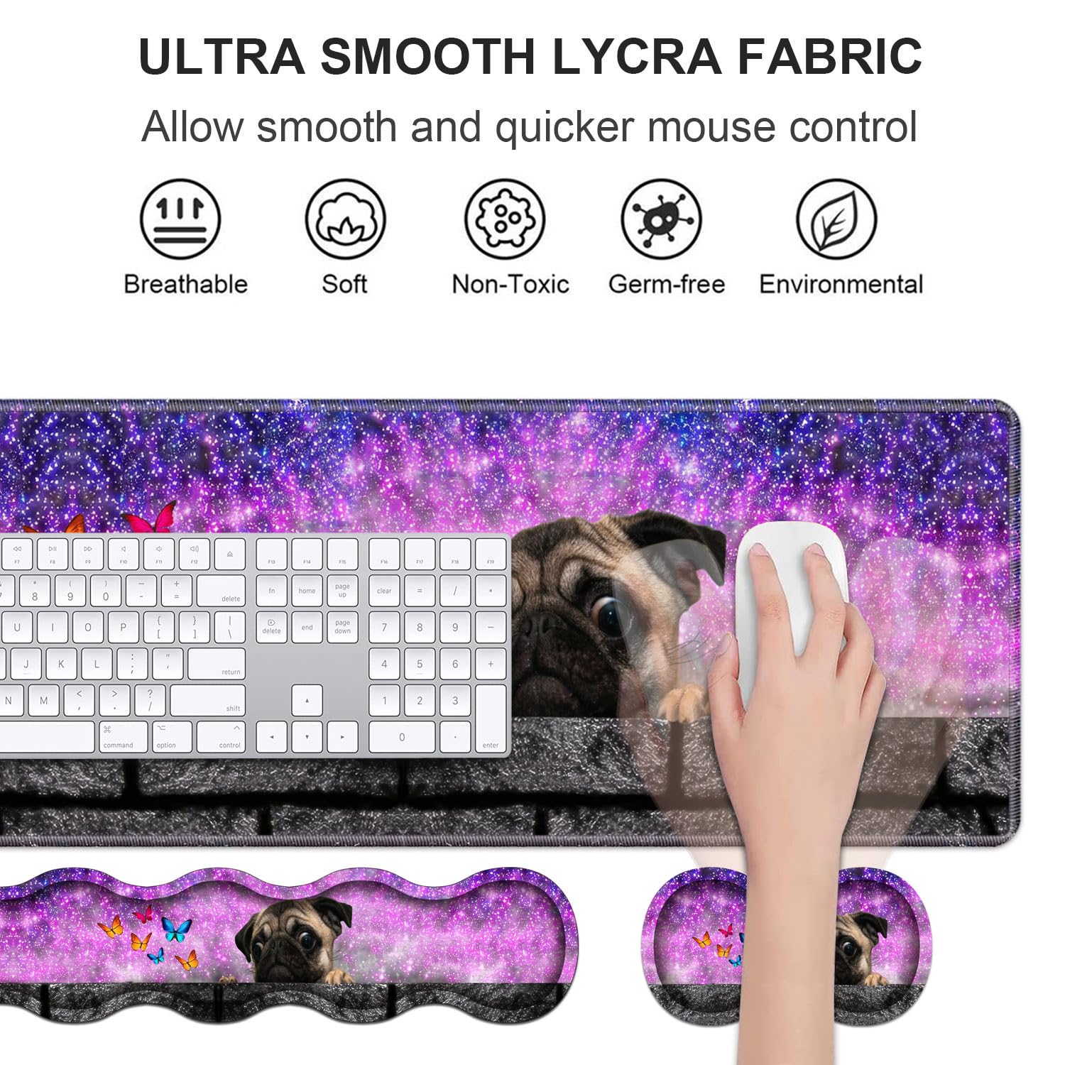 Juego de reposamuñecas ergonómico para teclado y alfombrilla para mouse, tamaño grande XXL de 31.5 x 11.8 pulgadas con base antideslizante, espuma viscoelástica, alivio del dolor de escritura fácil
