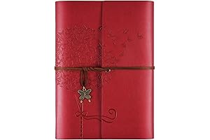 OMEYA Red Leather Journal Notebook A5