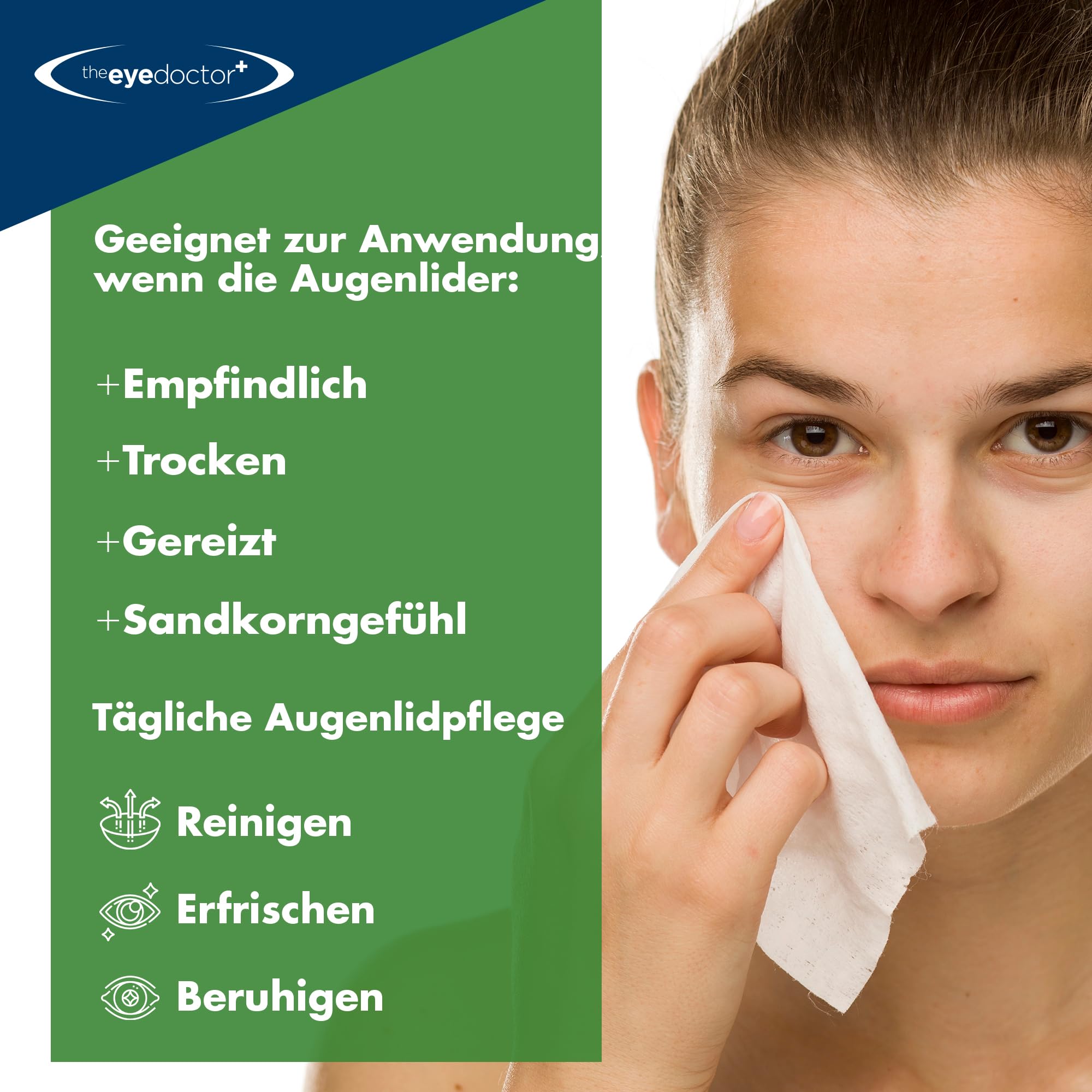 The Eye Doctor Teebaum-Augenlid-Wischtücher - 40x Einweg-Augentücher - geeignet für empfindliche Augen, trockene Augen, Blepharitis, MGD & Demodex - umweltfreundlich, biologisch abbaubar