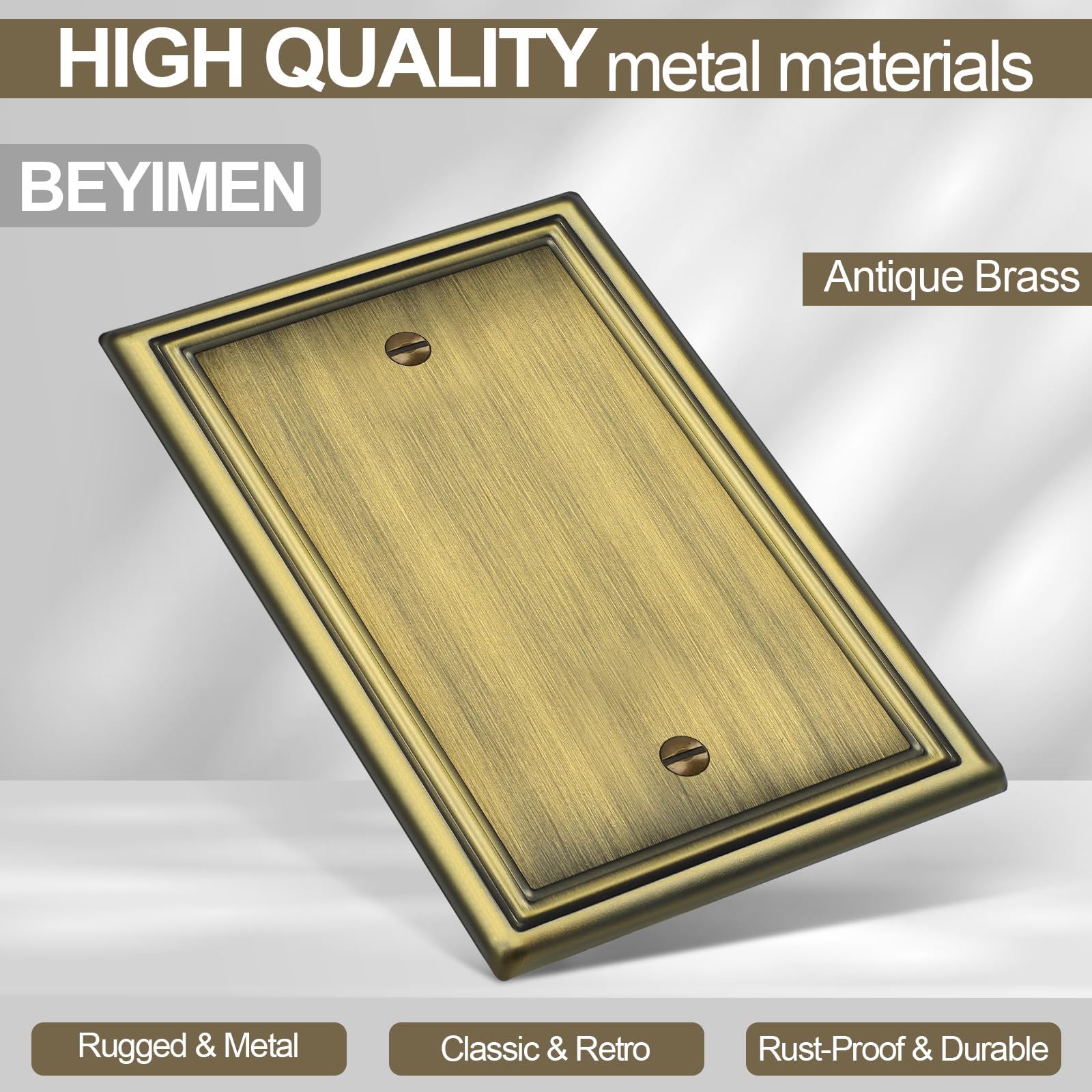 Placca decorativa in ottone anticato per interruttore della luce, materiale metallico, 1 banda, per interruttore della luce vuota, copertura singola vuota – stile classico, confezione da 6