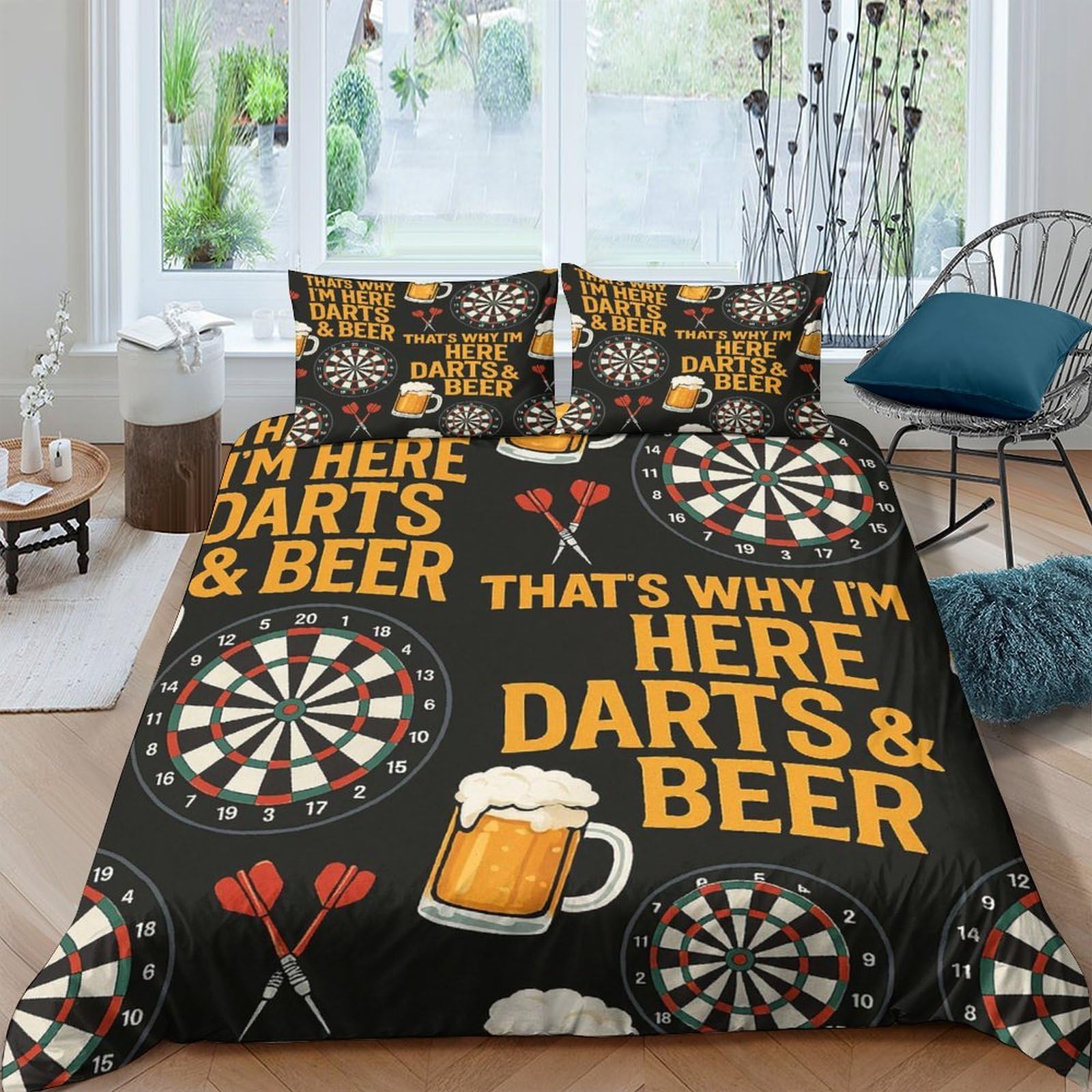 Ctjqhvkz Style-1 3D Printed Darts Board Fitted Sheet Microfiber Soft Beer Mug Bed Cover For Bedroom Dorm Mattress Protection Decor Single（135X200cm）