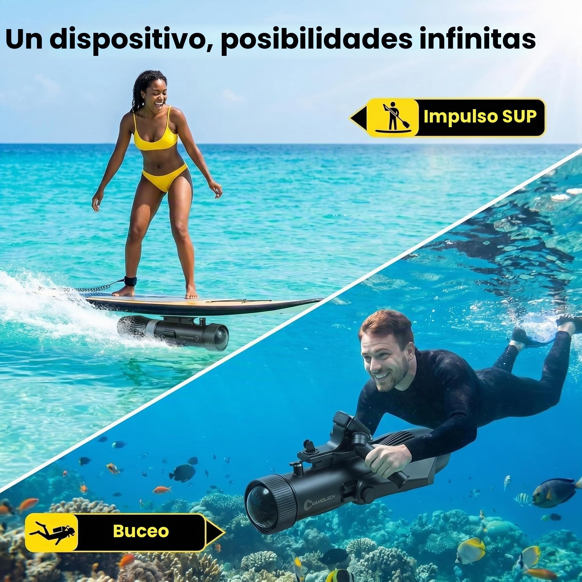 Camolech 900W Patineta submarina y motor para kayak, batería extraíble de 16000mAh, para deportes al aire libre para adultos, buceo y esnórquel en mar/lago/piscina, kit de propulsión eléctrica SUP