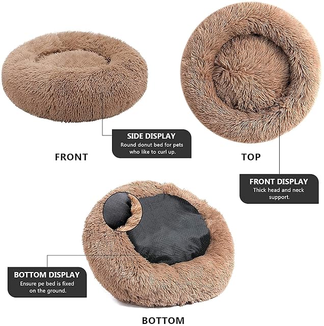 Foto 6 de 7 de Waigg Kii Cama de felpa para perro, suave cama para mascotas, cojín redondo grande para perro