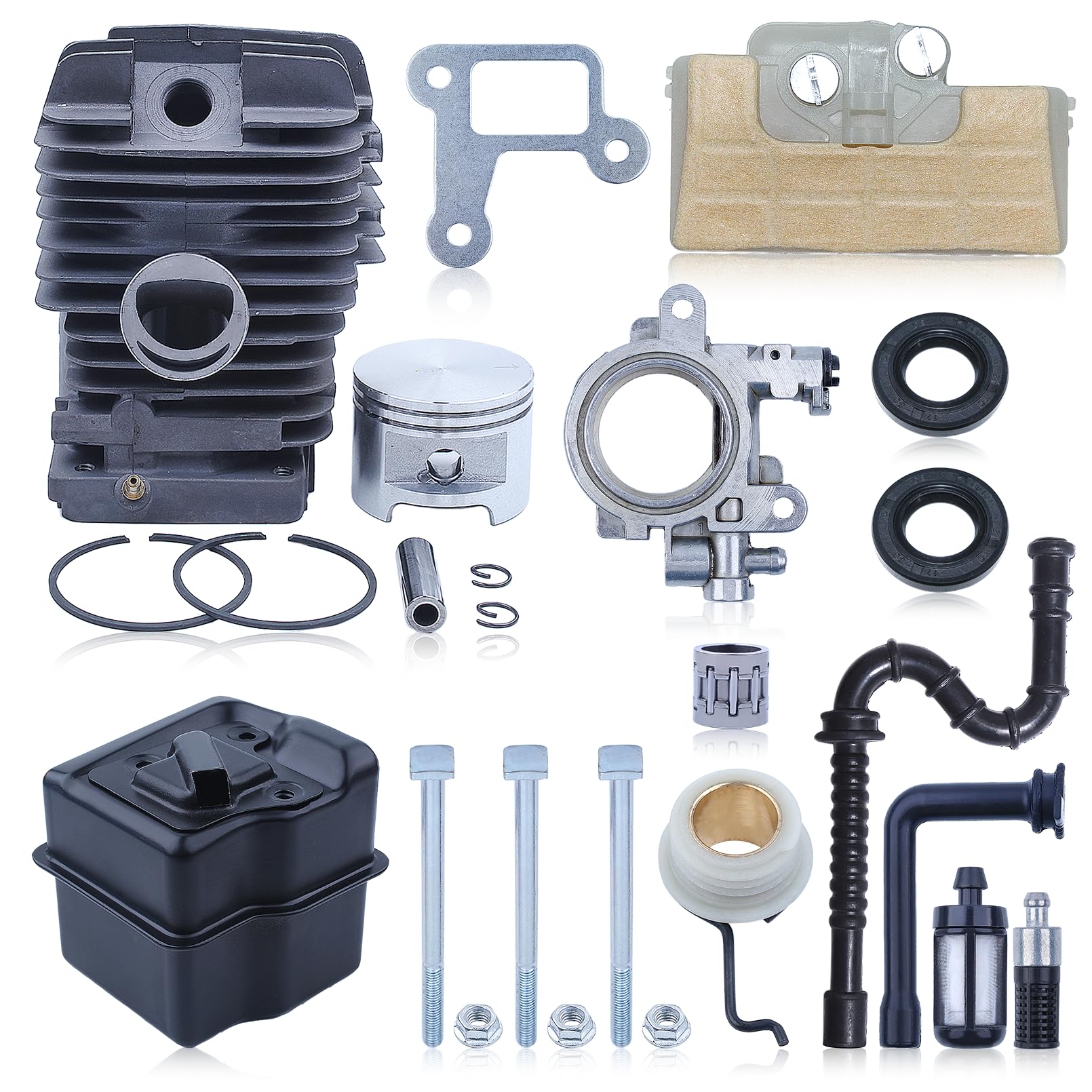 49 mm Zylinderkolben-Auspuff-Kit, für Stihl Ms390 Ms290 Ms310 029 039 Kettensägenteil, 1127 020 1216, 1127 140 0601, 1127 640 3200, 1127 640 3204, 1127 120 1620