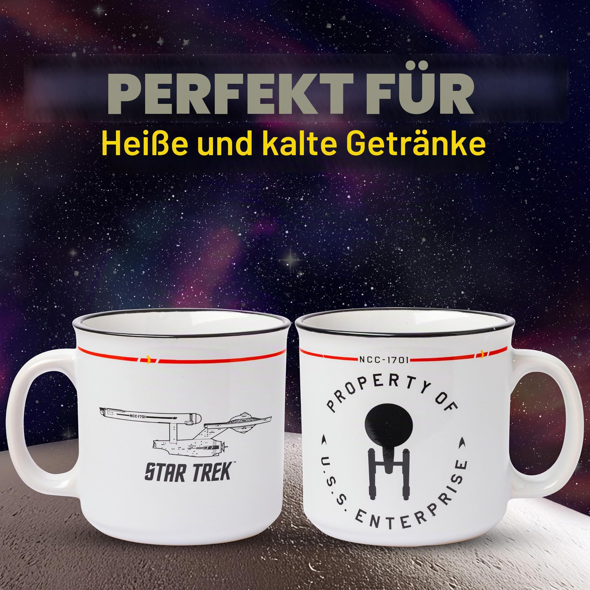 Silver Buffalo Star Trek NCC-1701 Property of The USS Enterprise Keramiktasse Camper, 590 ml | NCC-1701, The USS, 0,59 Liter