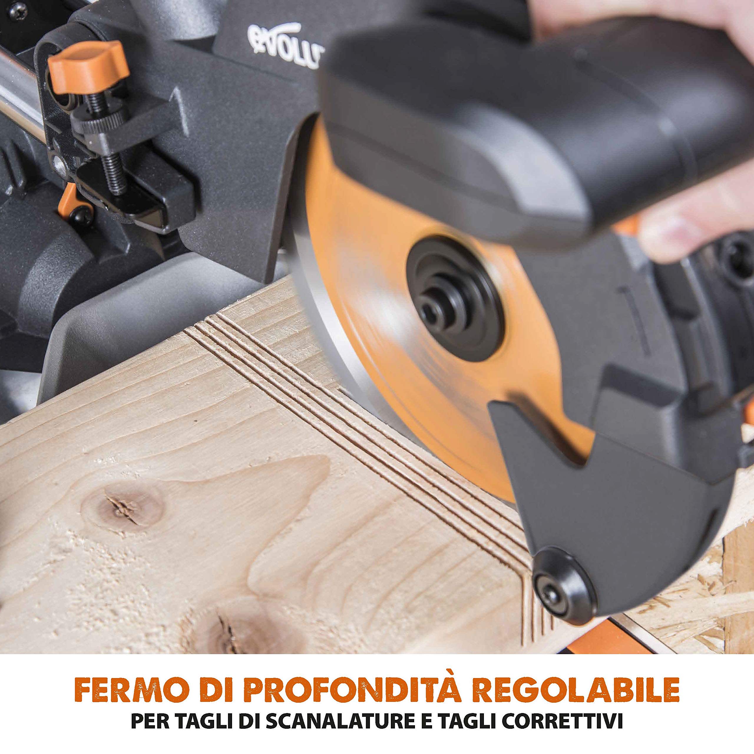 Evolution Power Tools 048-0032A R210SMS-300+ Troncatrice Radiale Scorrevole Multi-Materiale 210 mm con Pacchetto Plus, 230 V