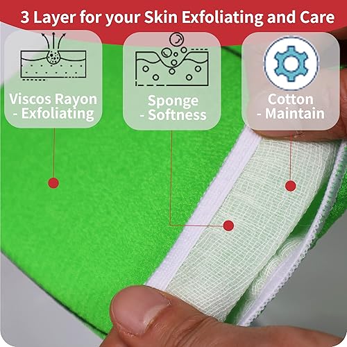 Miniatura 10 de Tamaño extra grande de 35.4 x 11 pulgadas (2 unidades) - Paños de baño exfoliantes asiáticos coreanos para cuerpo y espalda, toalla de rayón de