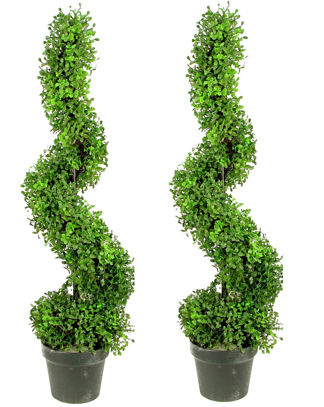 Admired By Nature 3' Artificial Boxwood Leave Spiral Topiary Plant Tree, Green