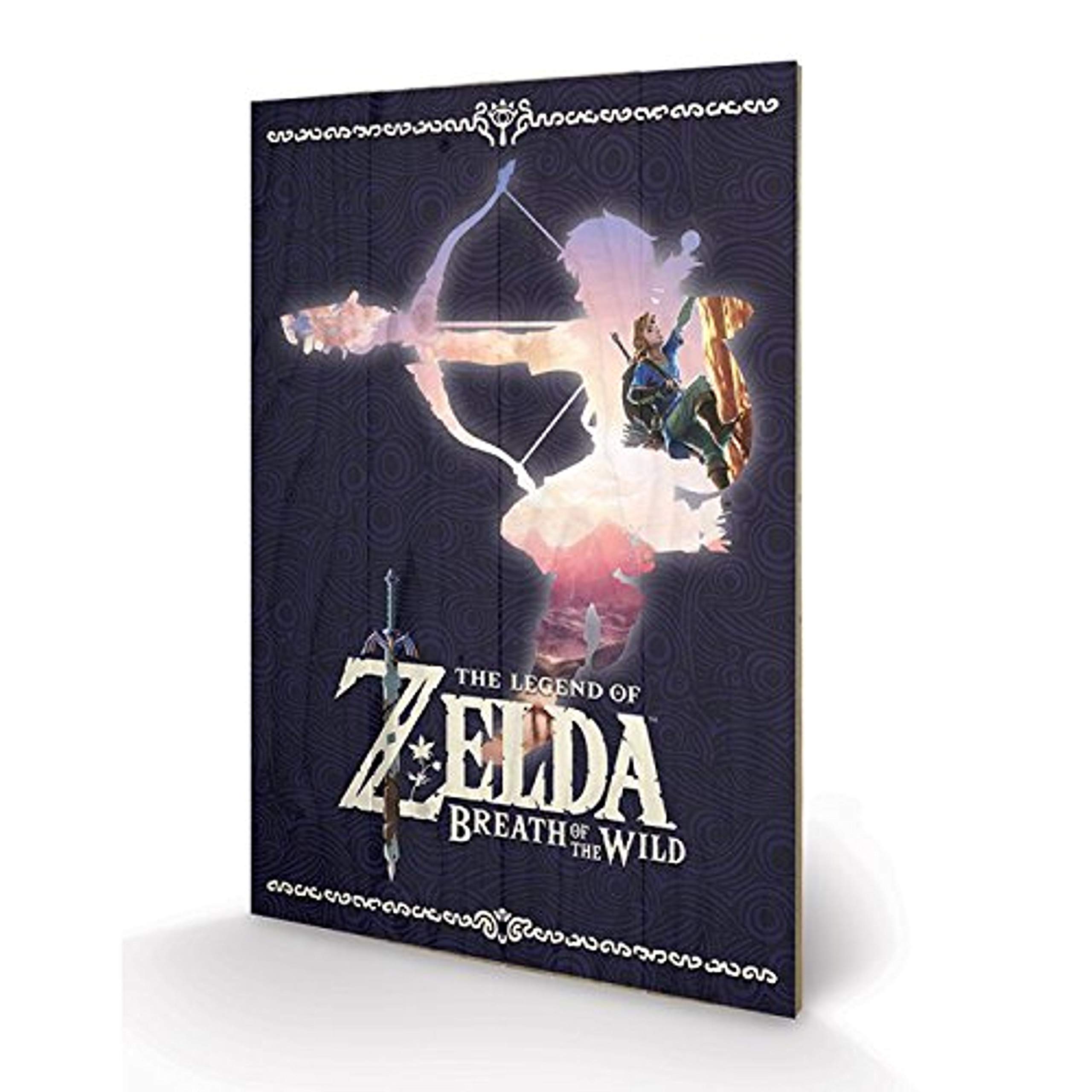 Impression sur bois Zelda Breath of the Wild de 40x59 cm style silhouette