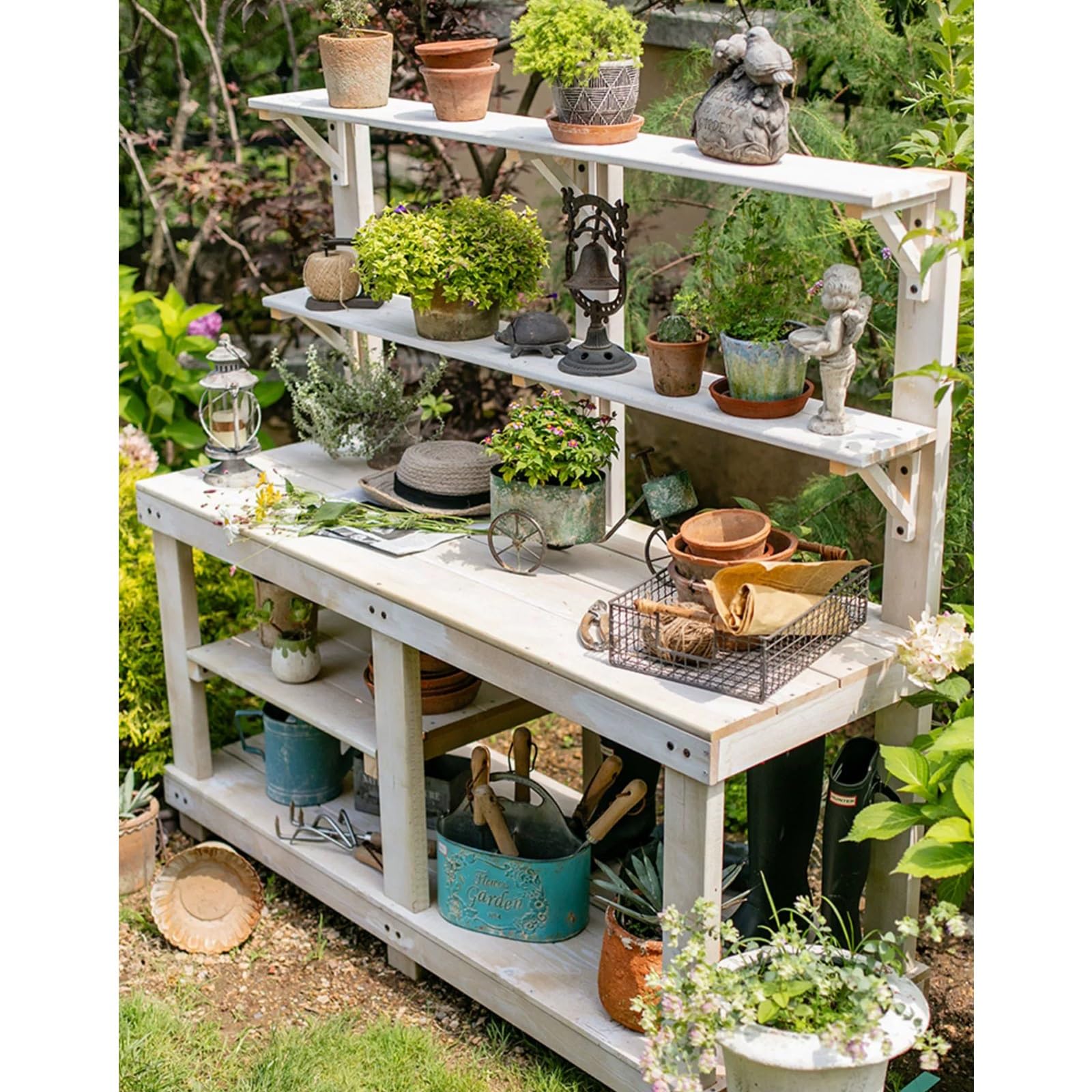 Garten-Pflanztisch für den Außenbereich, mit Ablage, robuster Arbeitsplatz für den Gartenbau, perfekt für Terrassen- und Hinterhof-Gartenarbeit