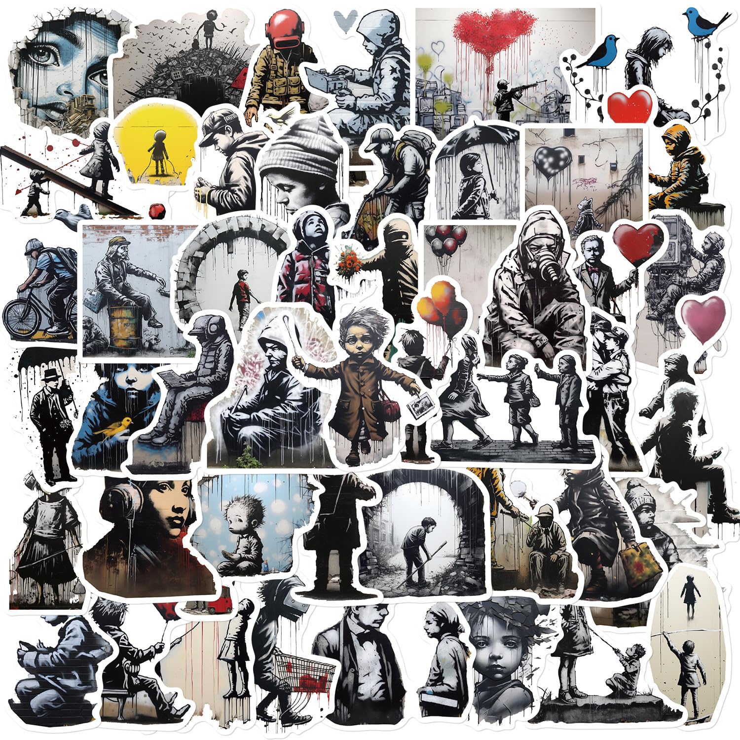 50Pcs Abstract Street Art Stickers - Waterproof Vinyl Funny Graffiti Decals for Scrapbooks,Laptop,Water Bottle,Luggage,Bumper