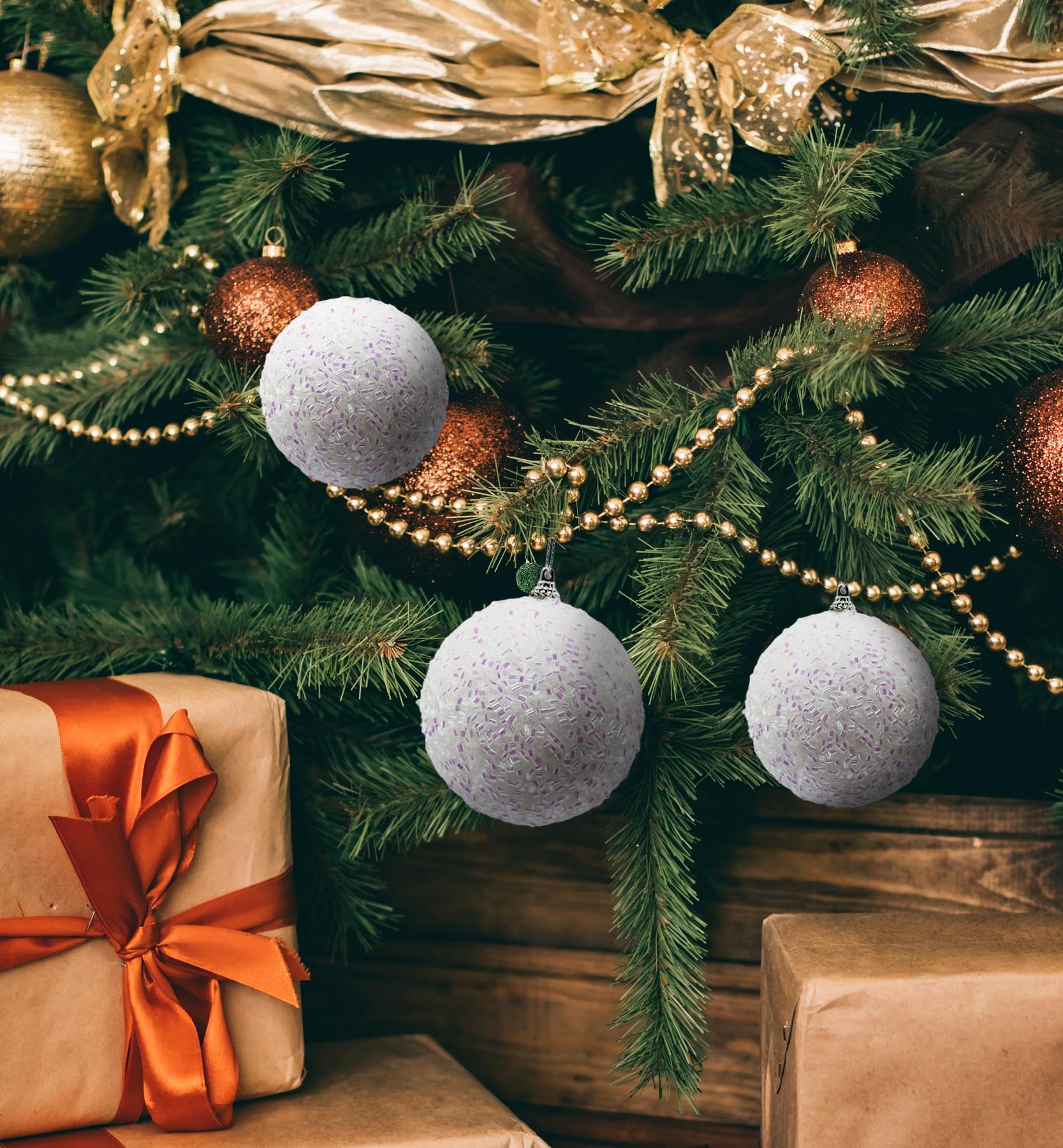 12 adornos de bolas de Navidad de 60 mm, inastillables, bolas de espuma de lentejuelas con purpurina, adornos colgantes de Navidad, adornos decorativos para colgar en el árbol de Navidad, manualidades