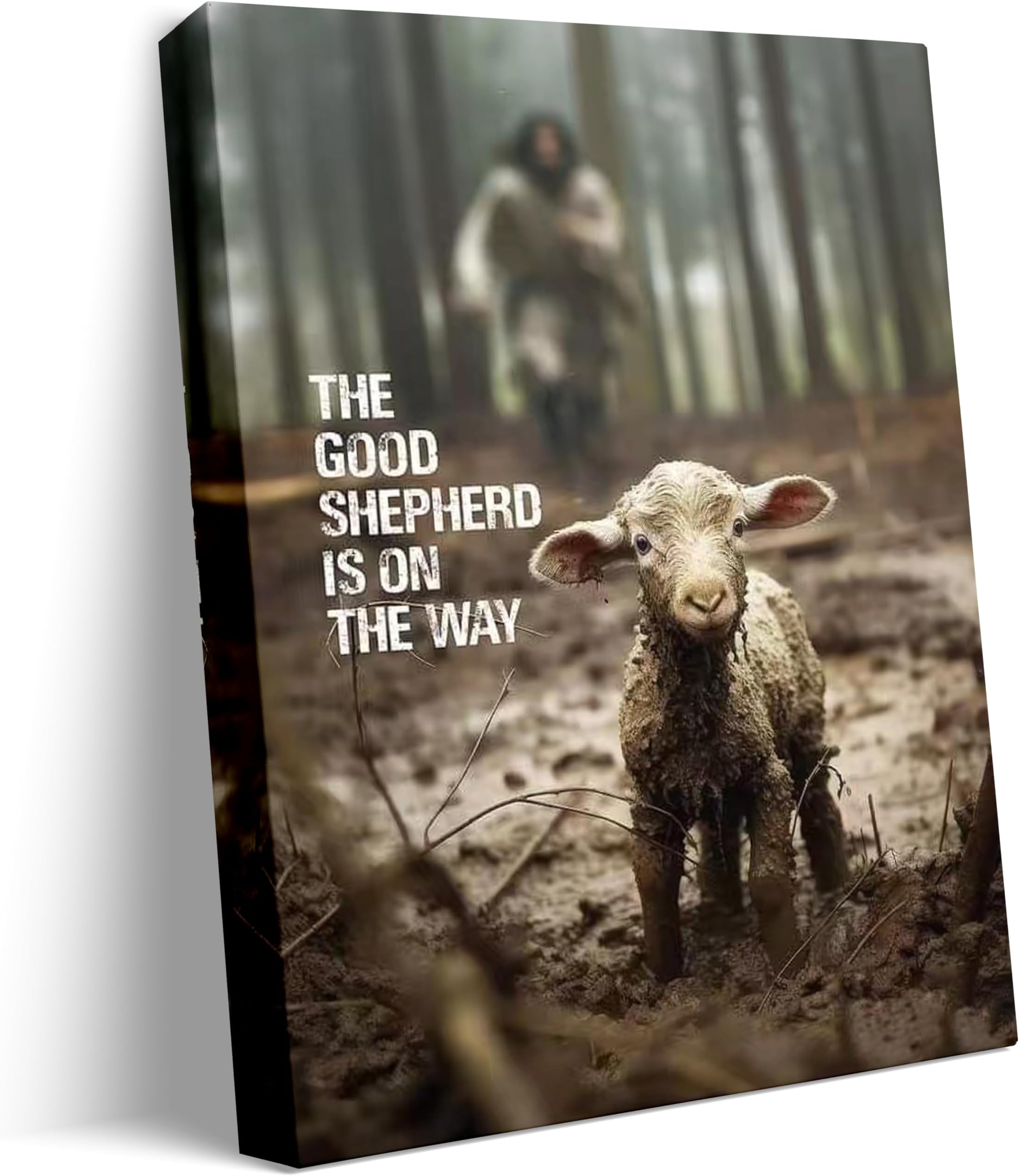 GUN SUPPLIES OUTLET LLC Christian Canvas Wall Art Jesus Saving Lamb Picture Jesus Running Art Christian Wall Decor for Wall Decor Bedroom Decorations 12x16 inch