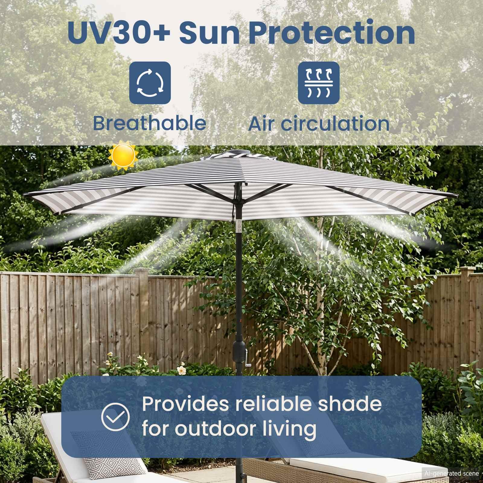 vidaXL Parasol ogrodowy z oświetleniem LED i podstawą 270 x 270 cm