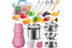 Kids Pretend Play Kitchen Playset with 26Pcs Accessories | Juboury