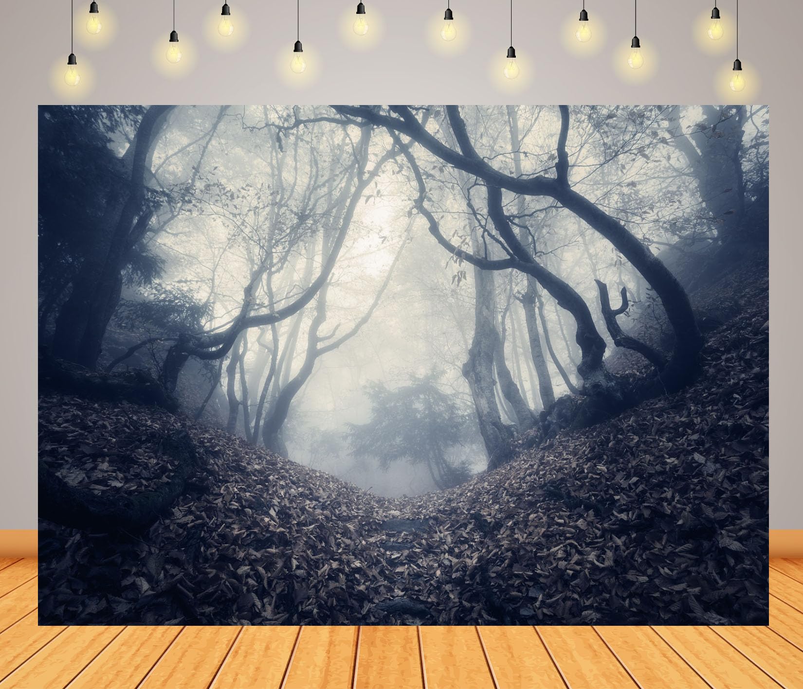 15x8FT (4.6x2.5m) Sentiero Nebbioso Tra Alberi Contorti Sfondo Fotografico