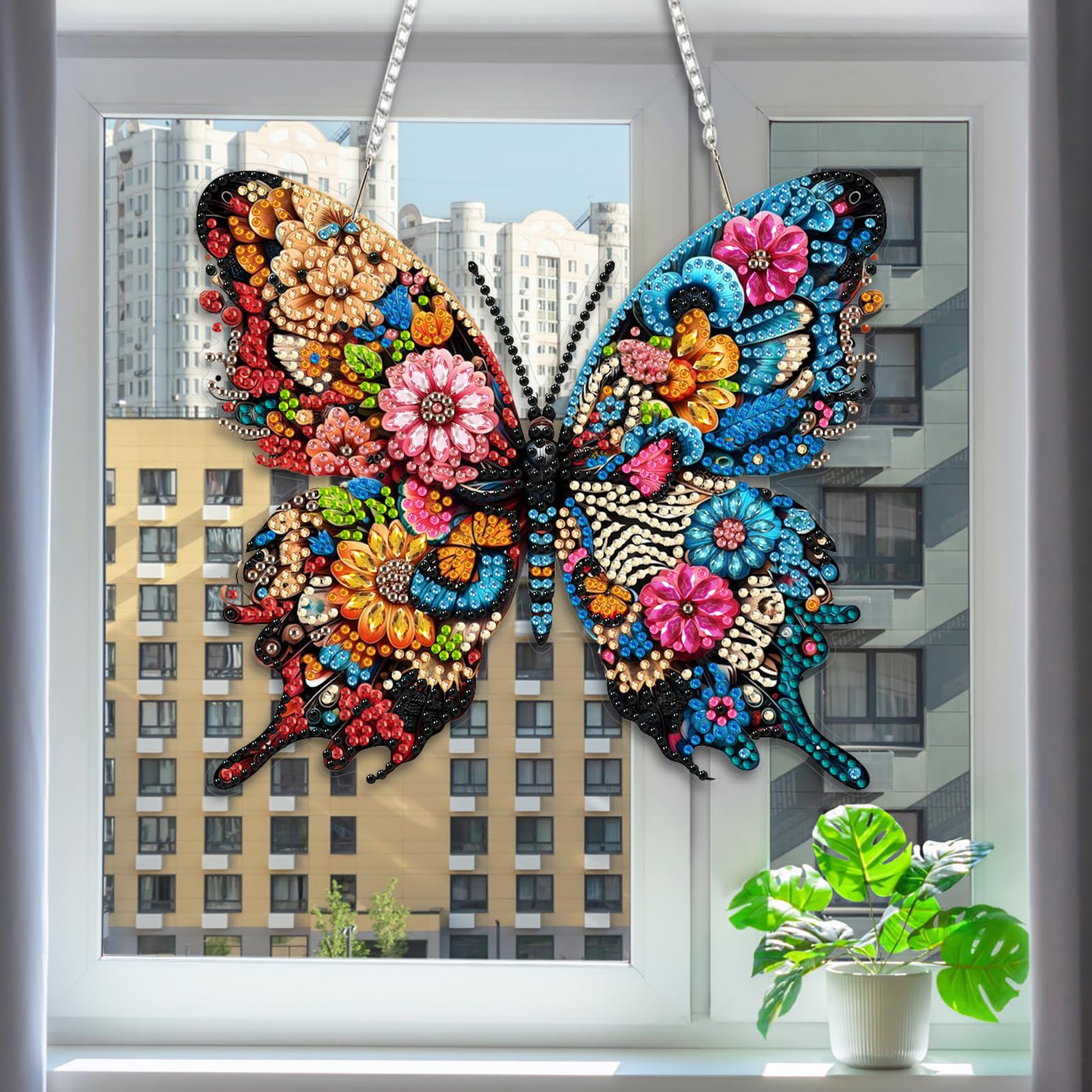 DIY Diamant Painting Anhänger „Blauer Schmetterling“ – Doppelseitiges Muster, Inkl. Kette & Werkzeug