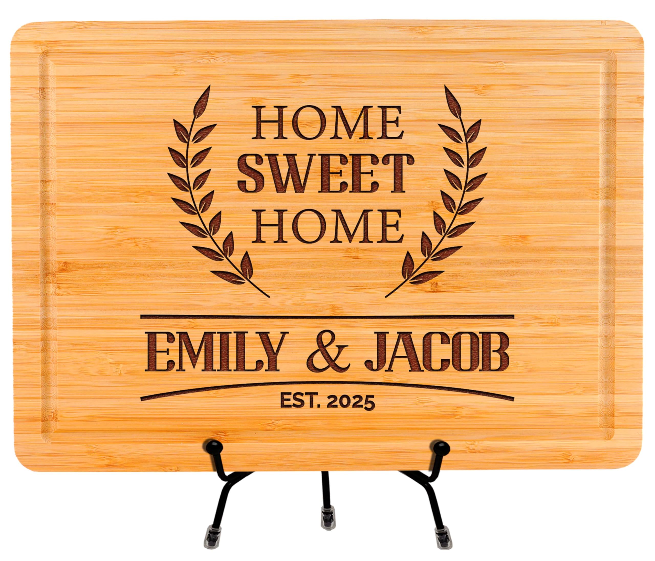 Personalized Cutting Board Gift for Christmas, Home Owner Couple Gift Ideas, Customized Home Sweet Home Bamboo Cutting Board Gift for First Home Buyer, Real Estate Gift, New Home Buyer Gifts
